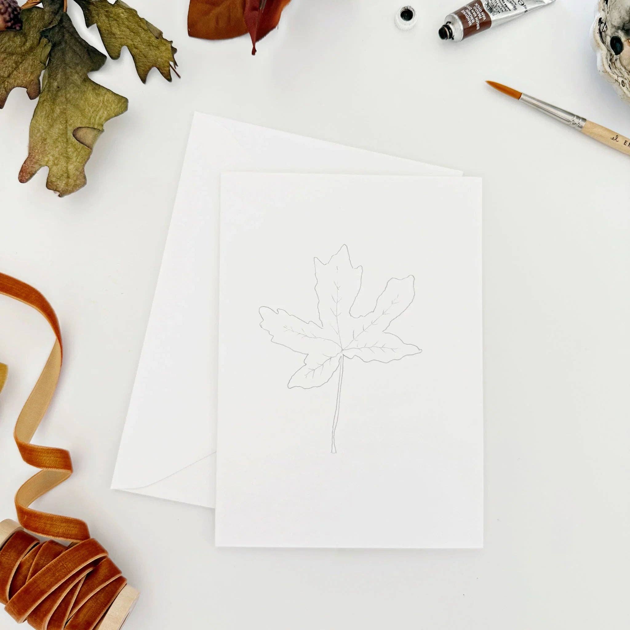 Fall Leaves Paintable Watercolor Notecard Set by emily lex studio