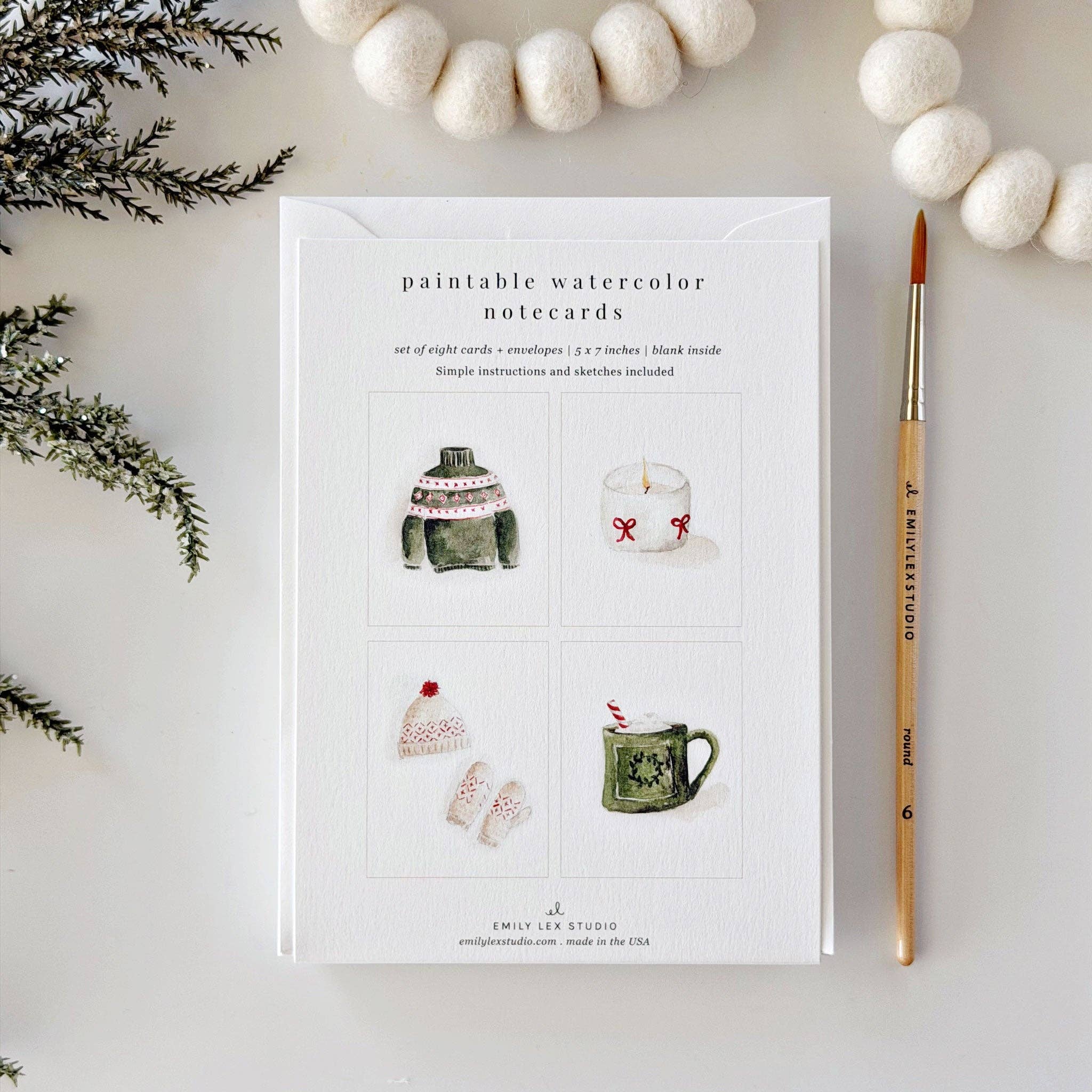 Warm + Cozy Paintable Notecard Set by emily lex studio