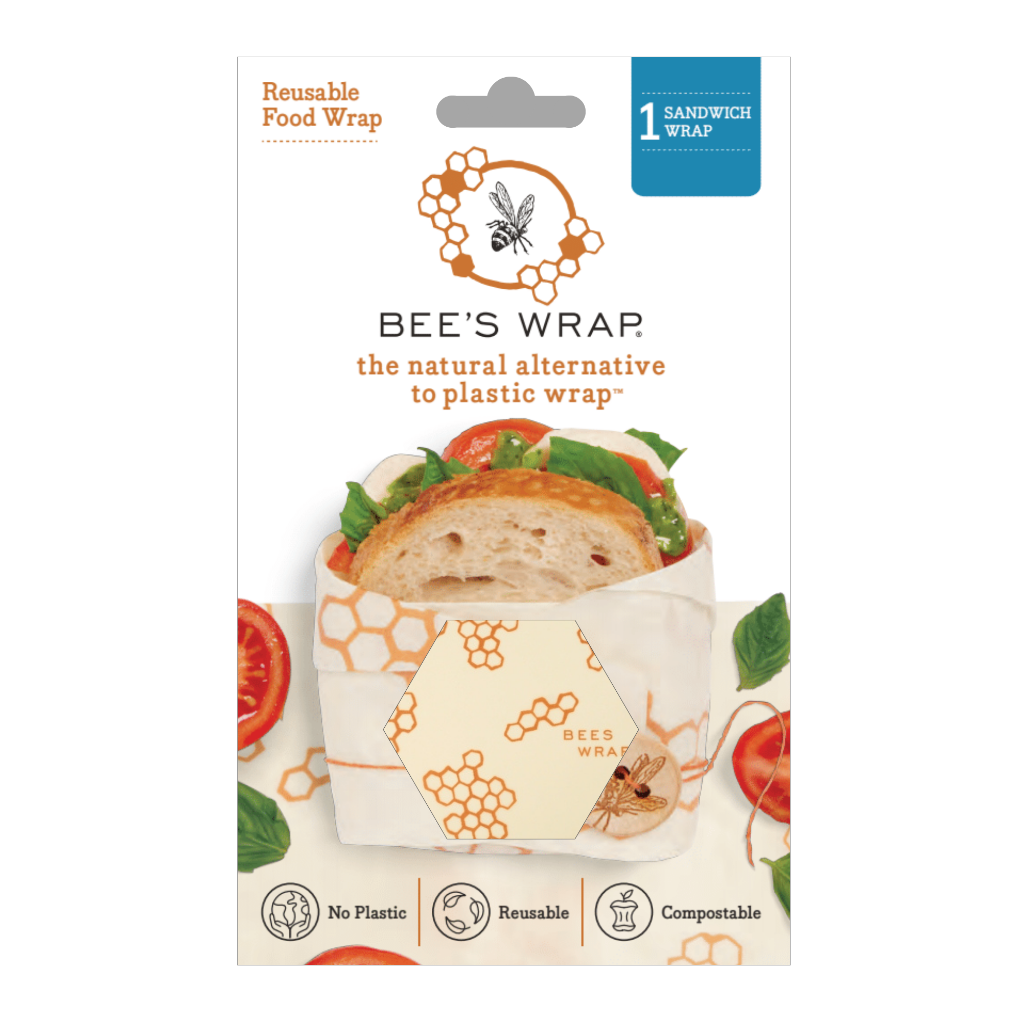Reusable Beeswax Sandwich Wrap - Honeycomb Print by Bees Wrap
