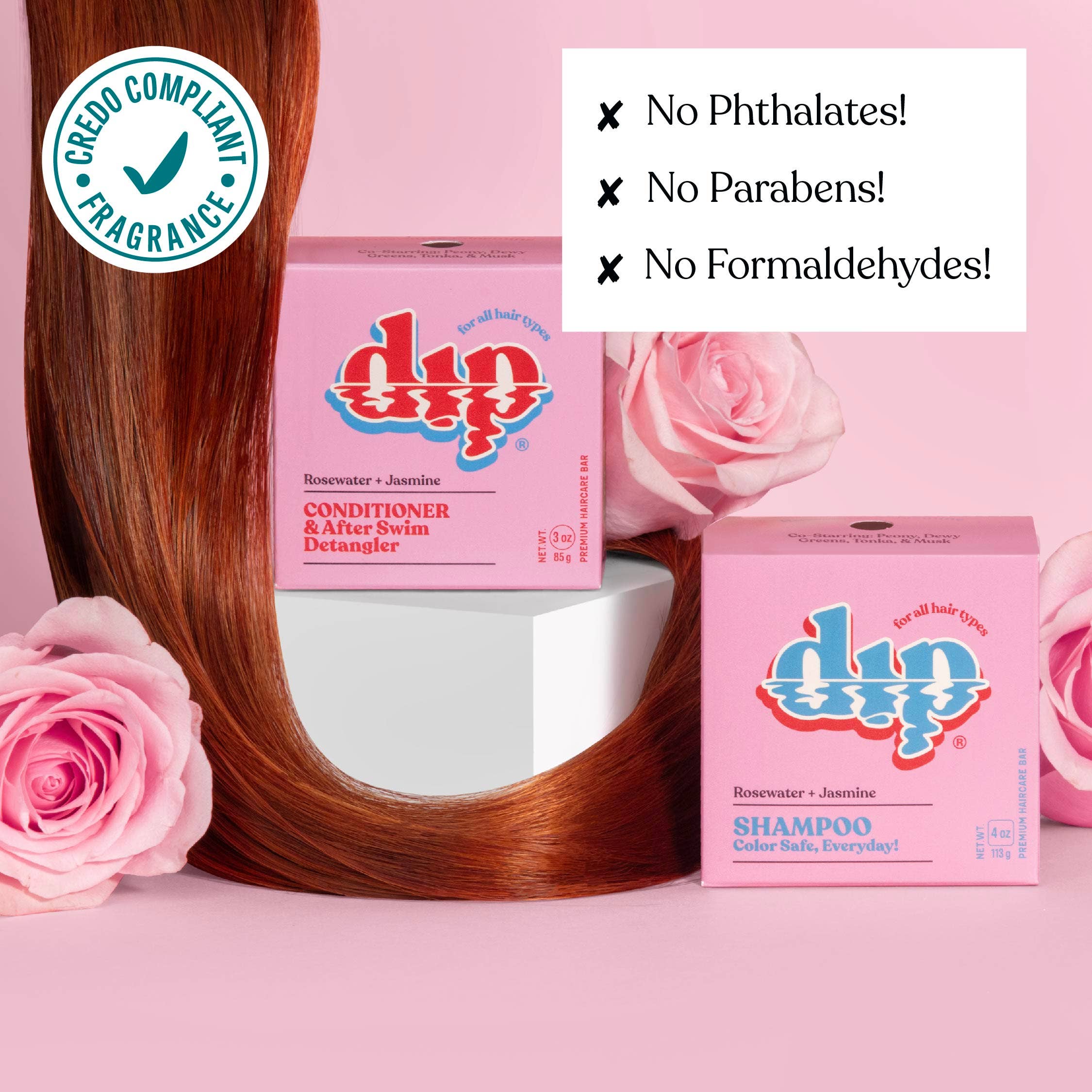 Full-Size Rosewater & Jasmine Conditioner Bar & After Swim Detangler by Dip