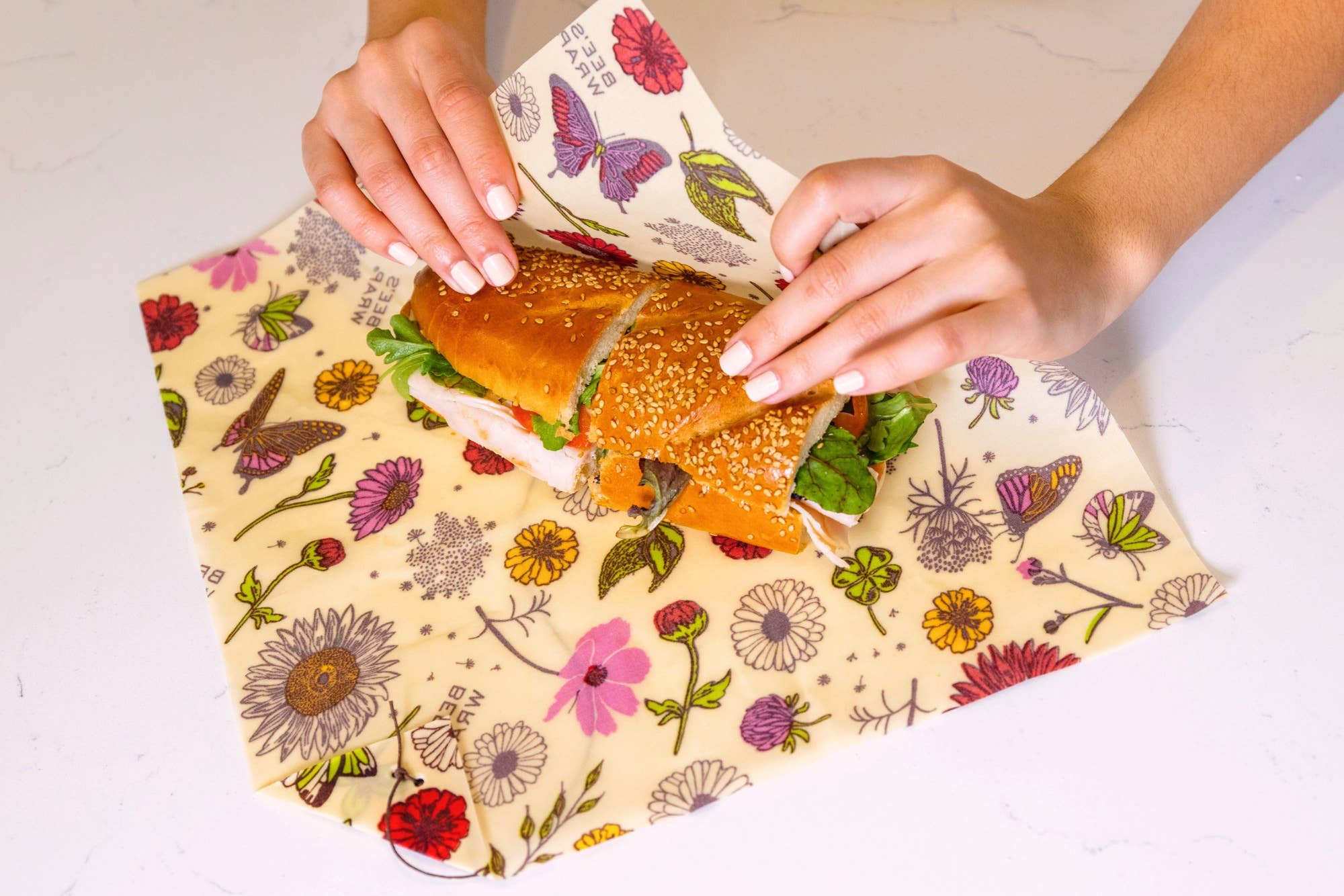 Reusable Beeswax Sandwich Wrap - Meadow Magic Print by Bee's Wrap