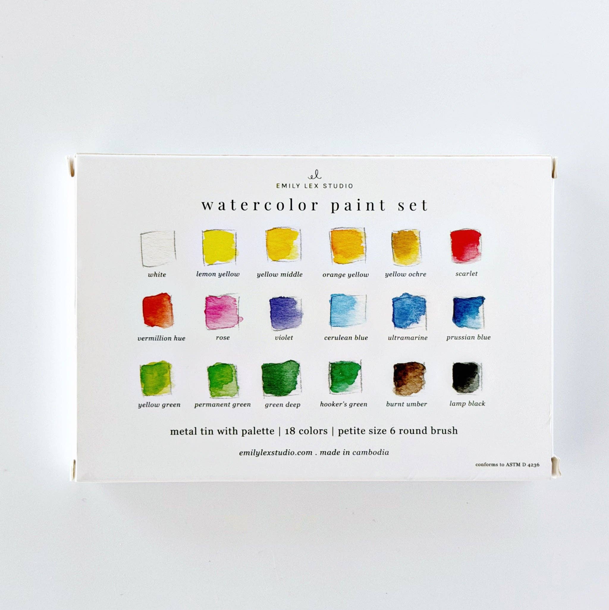 Watercolor Paint Set w/ Brush - 18 Colors by emily lex studio