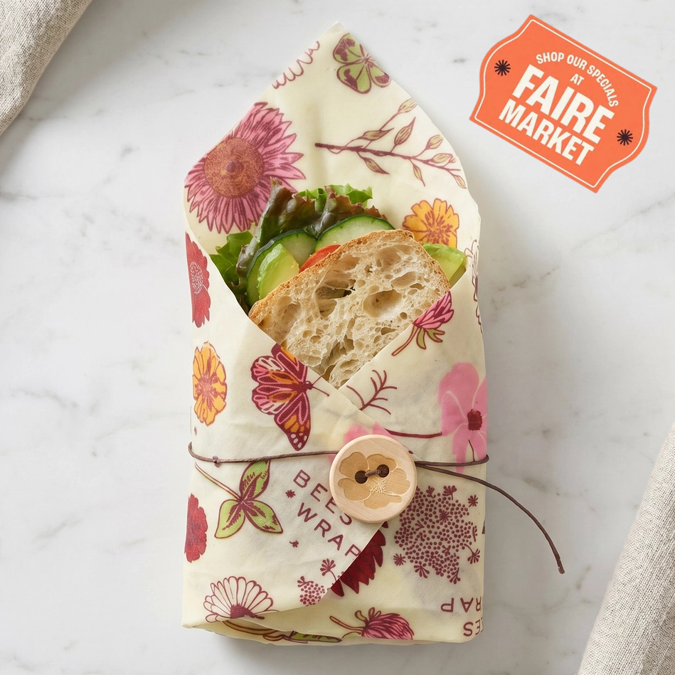 Reusable Beeswax Sandwich Wrap - Meadow Magic Print by Bee's Wrap