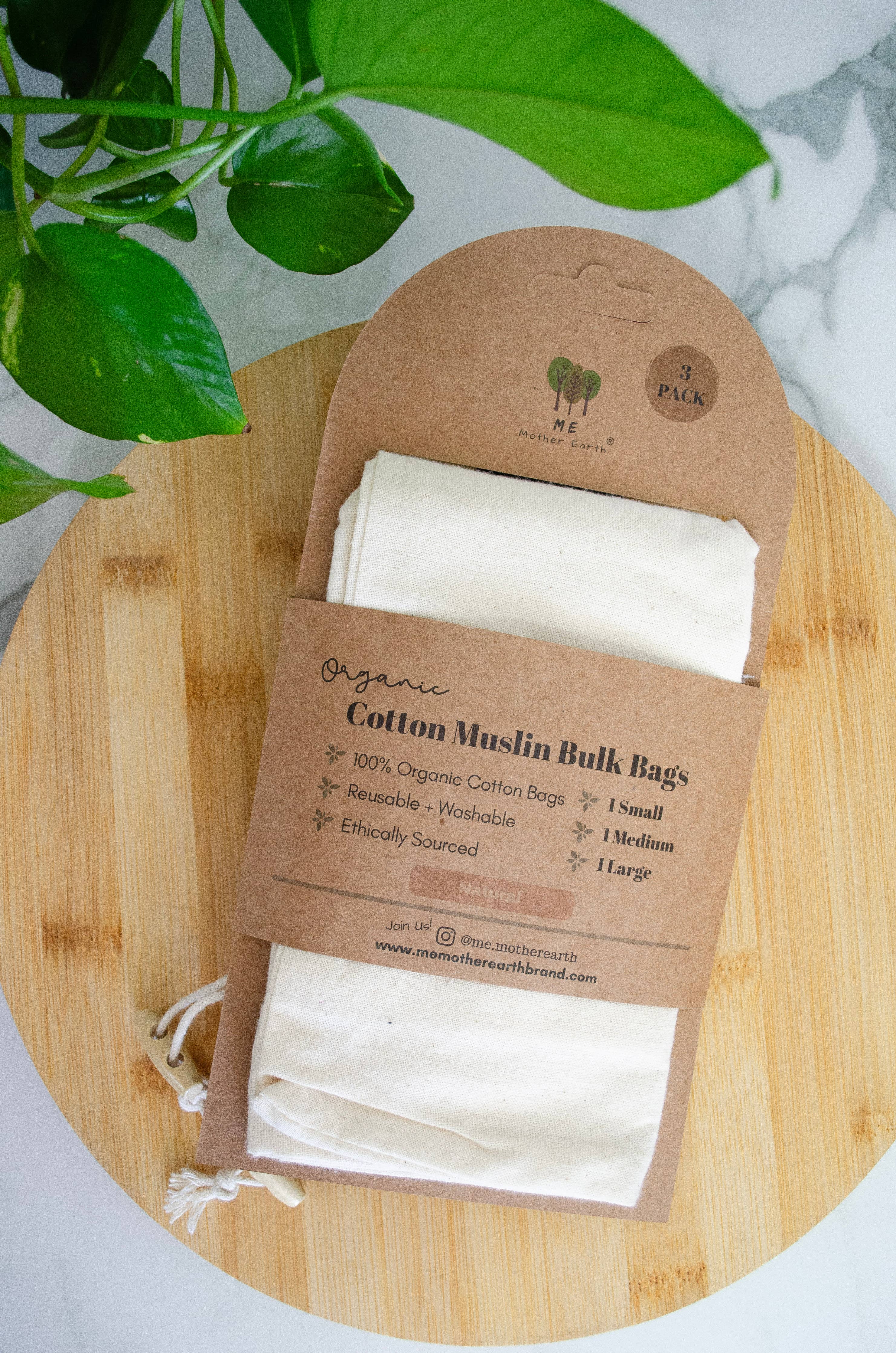 Cotton Muslin Bulk Shopping Bags 3-Pack by Me Mother Earth