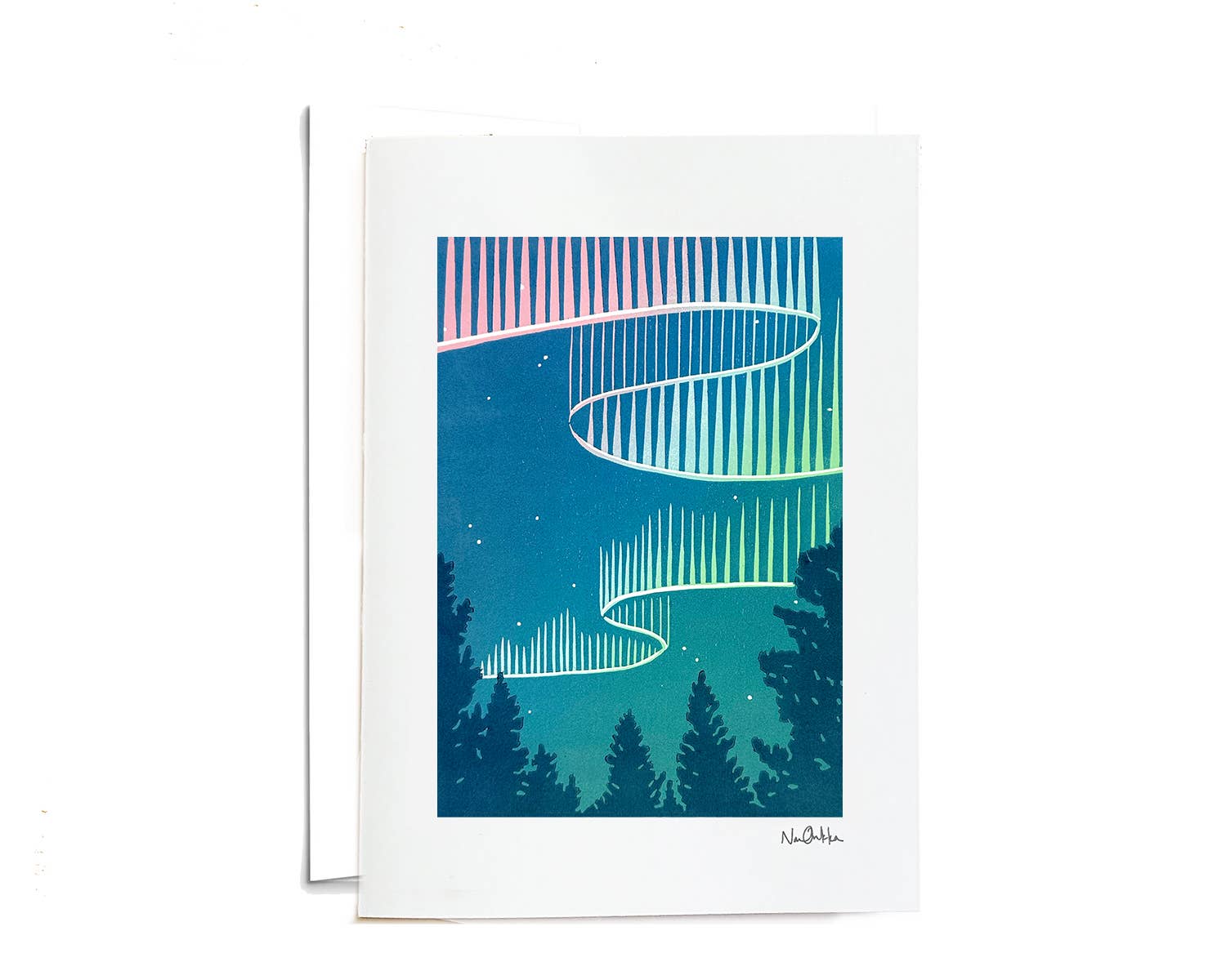 Northern Lights Greeting Card by Nan Onkka Prints