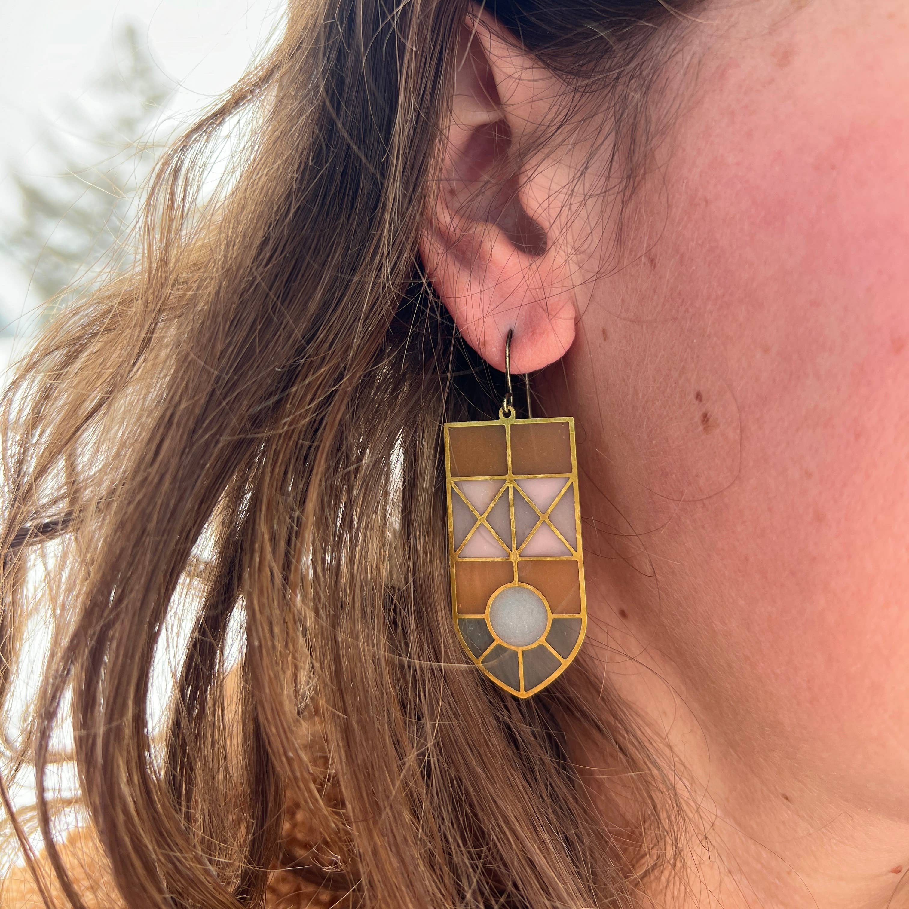 Vertex // stained Glass Resin earrings by Wild Lupine Folkcraft