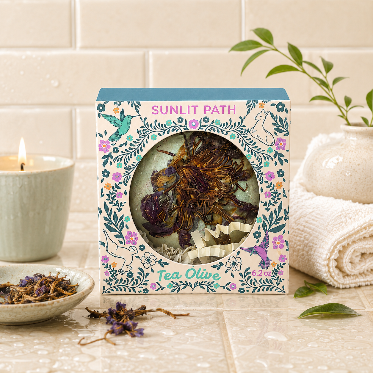 Sunlit Path Bath Bomb in Tea Olive by Sow the Magic