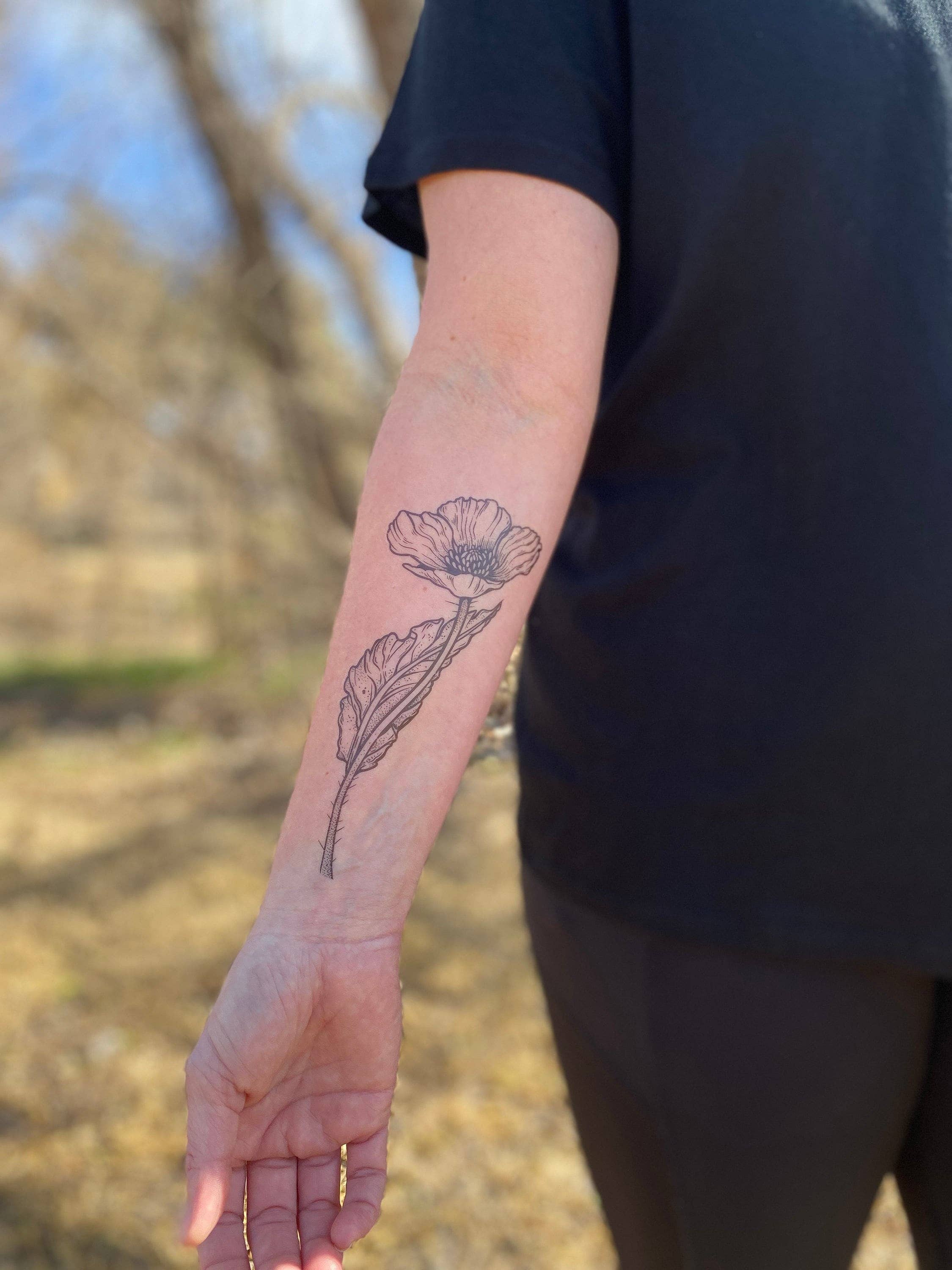 Wild Poppy Flower Temporary Tattoo by NatureTats