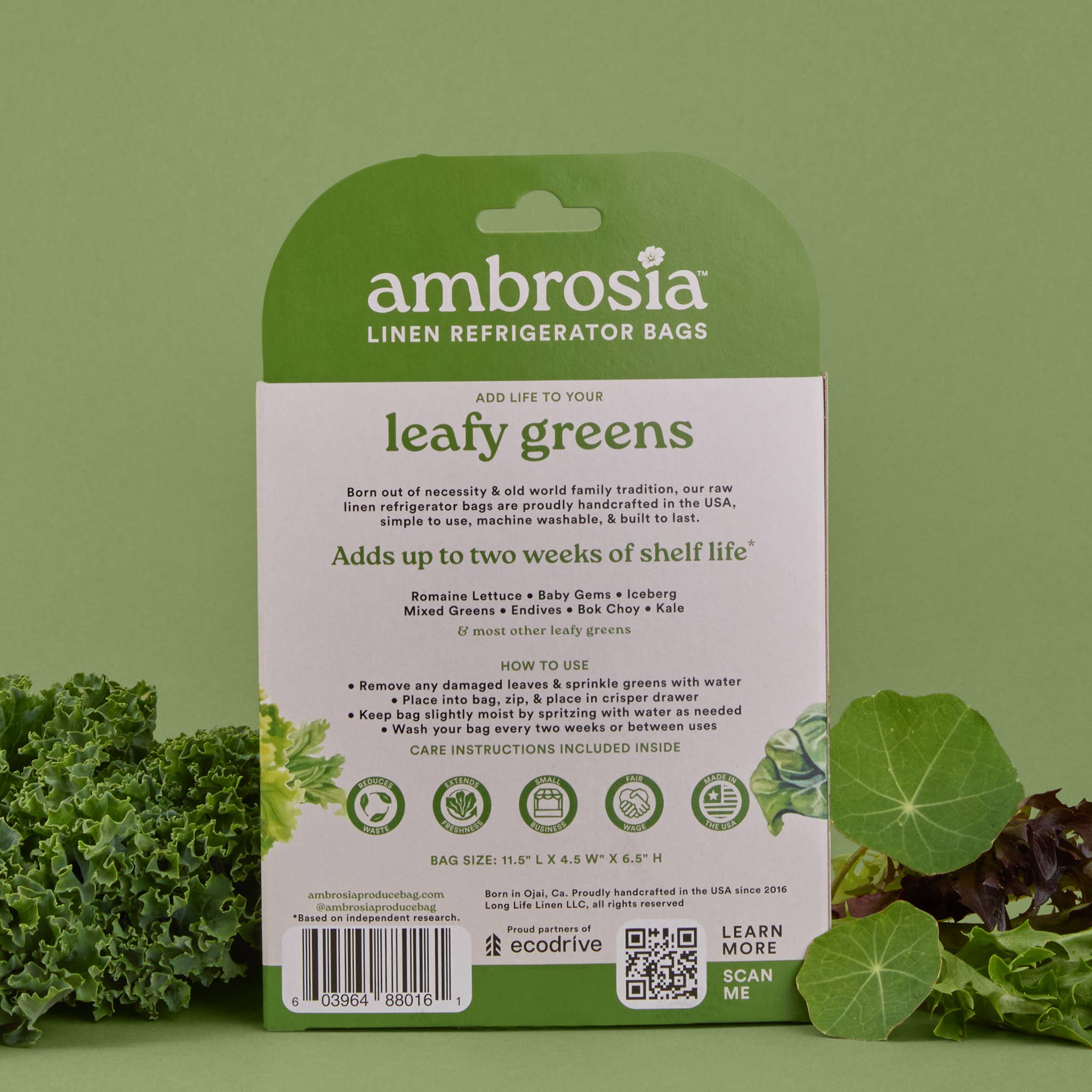 Reusable Leafy Greens Linen Bag by Ambrosia Bag