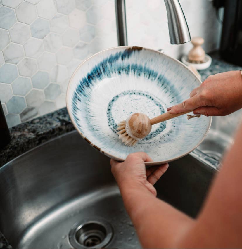 Bamboo Long Handle Dish Brush by Zefiro
