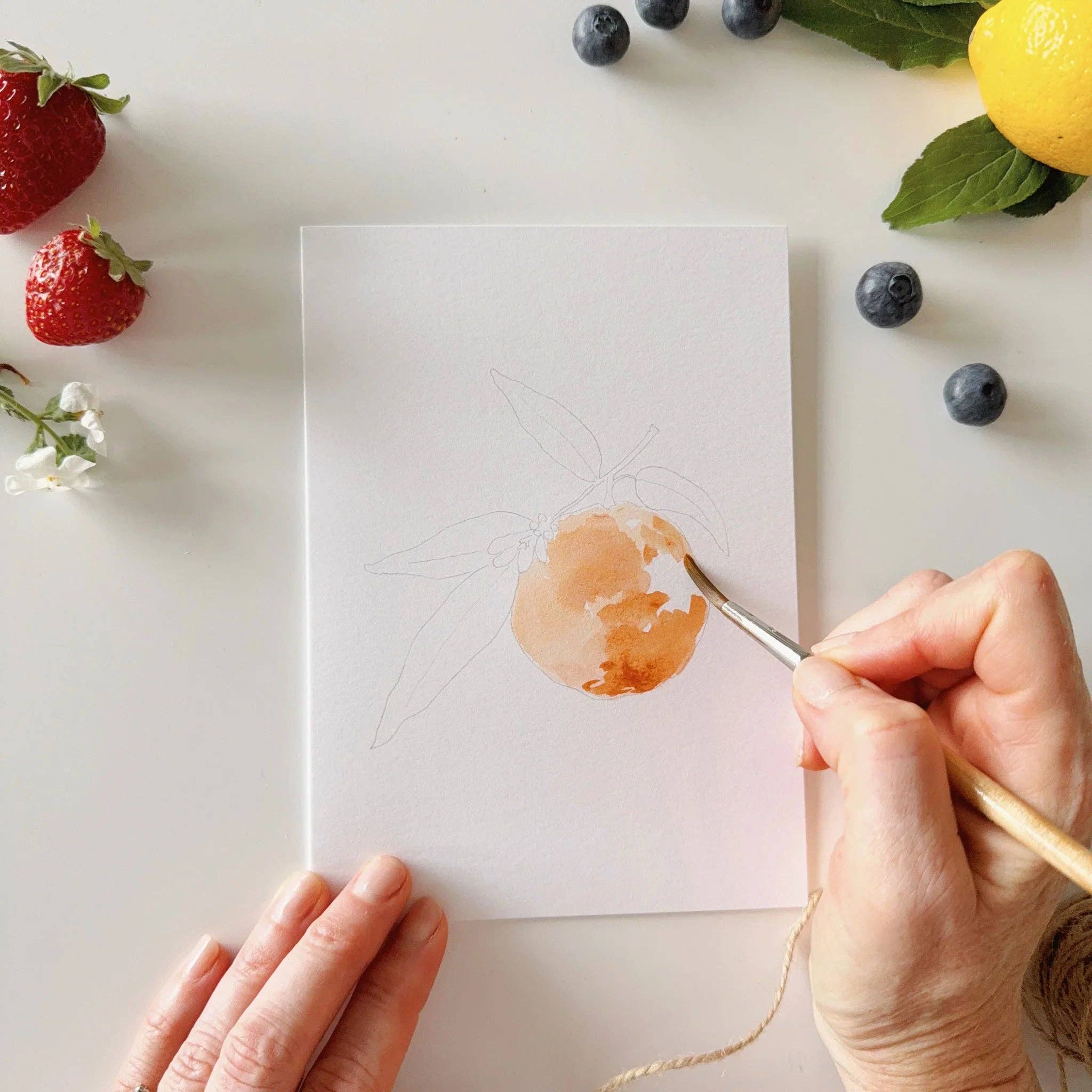 Fruit Paintable Watercolor Notecard Set by emily lex studio