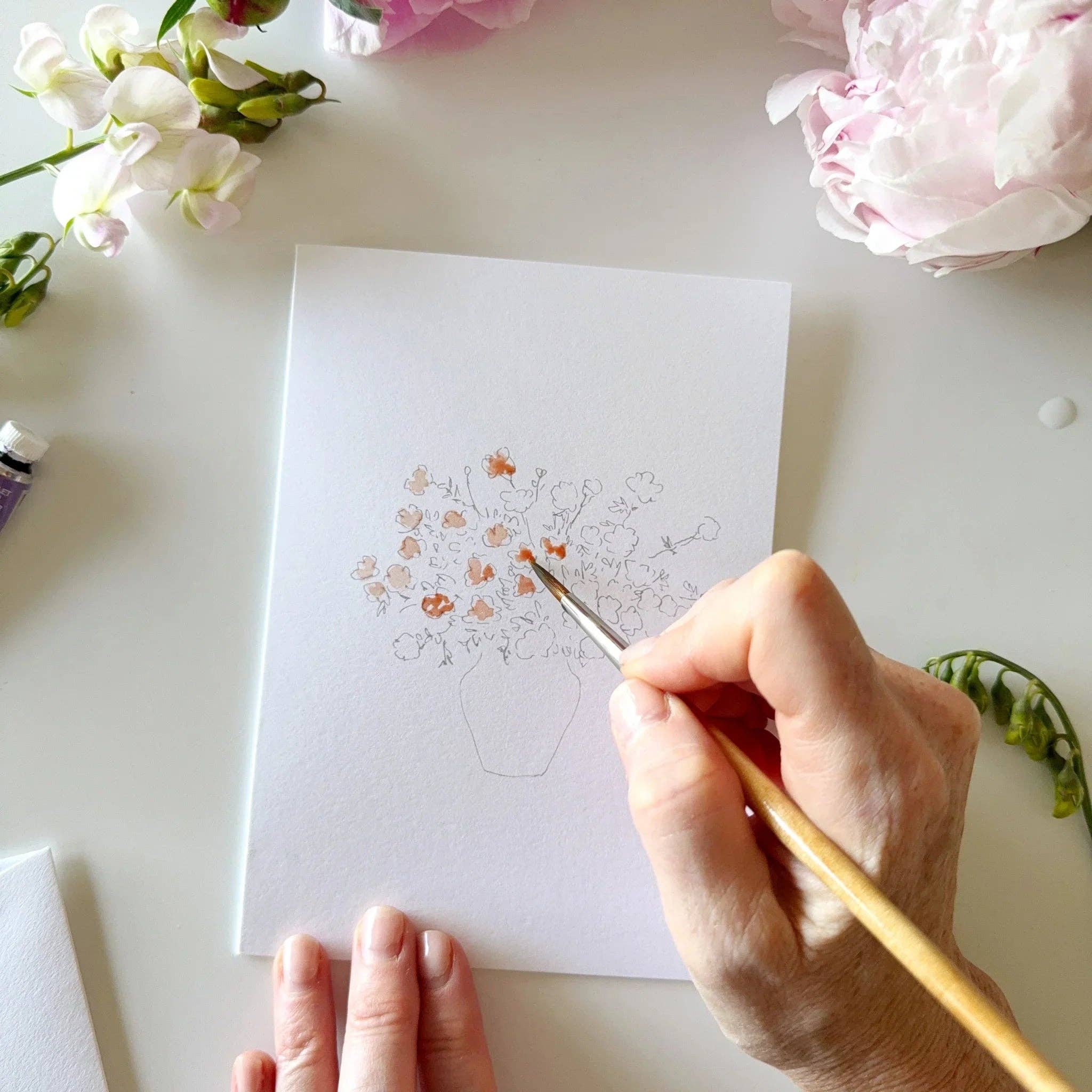 Bouquets Paintable Watercolor Notecard Set by emily lex studio
