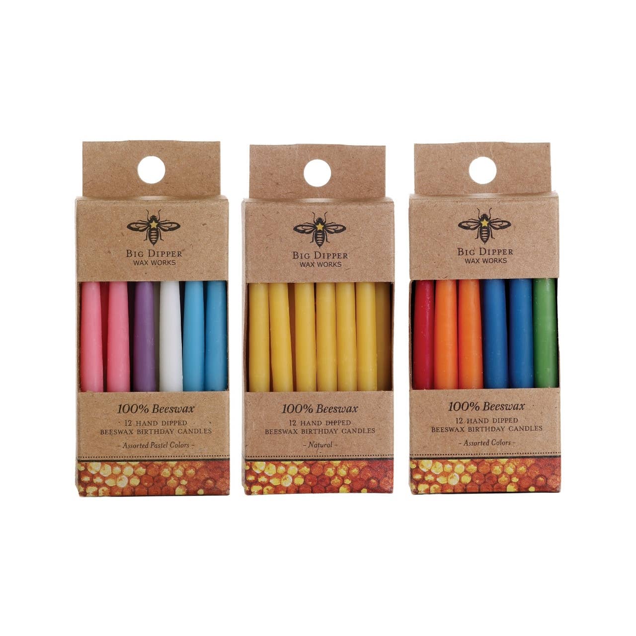 Pure Beeswax Birthday Candles by Big Dipper Wax Works