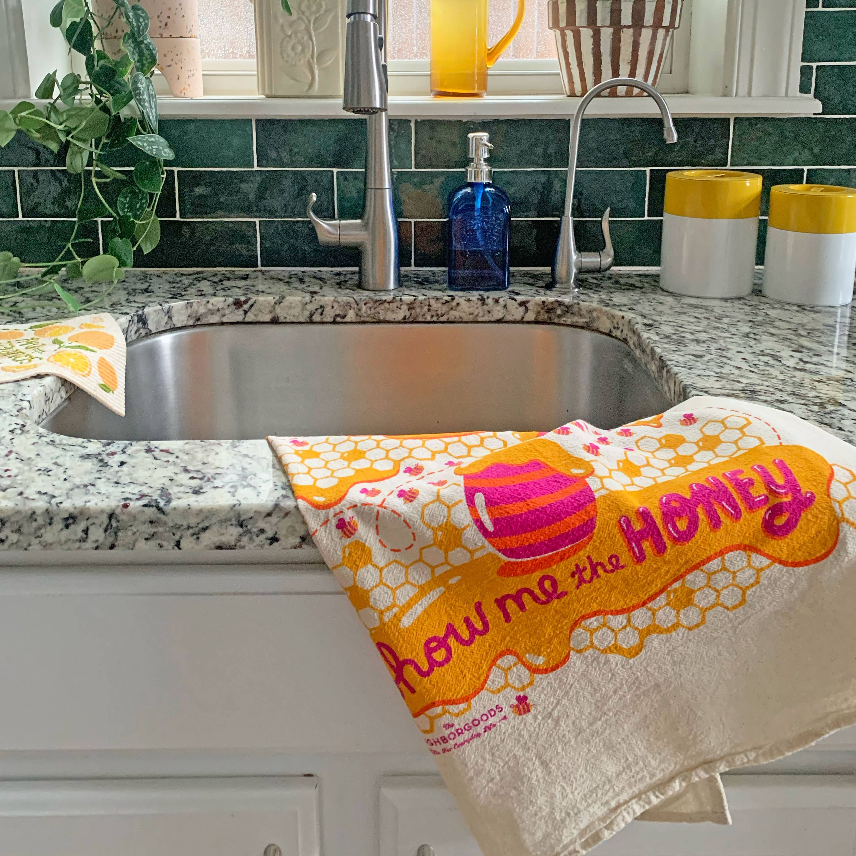 THE POLLINATOR (Sunflowers, Honey) Tea Towel Set of 2 by The Neighborgoods