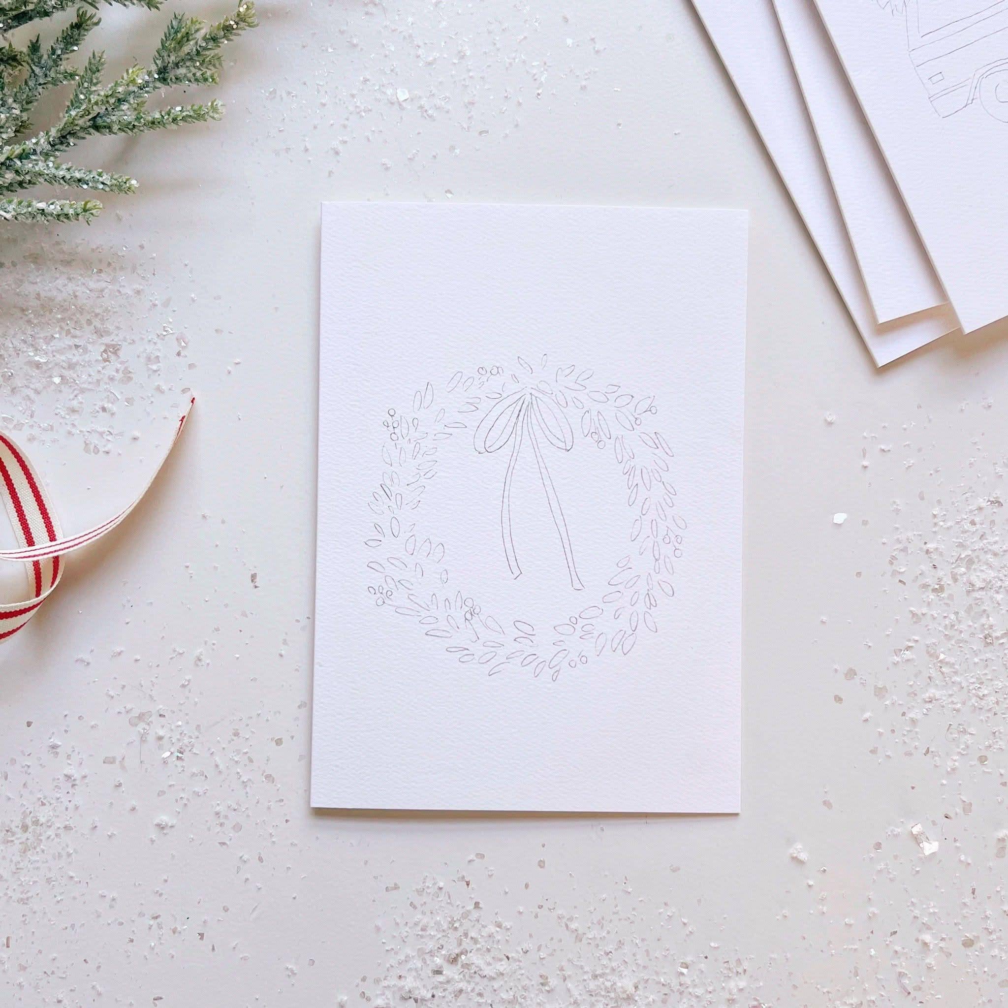 Christmas Cheer Paintable Watercolor Notecard Set by emily lex studio
