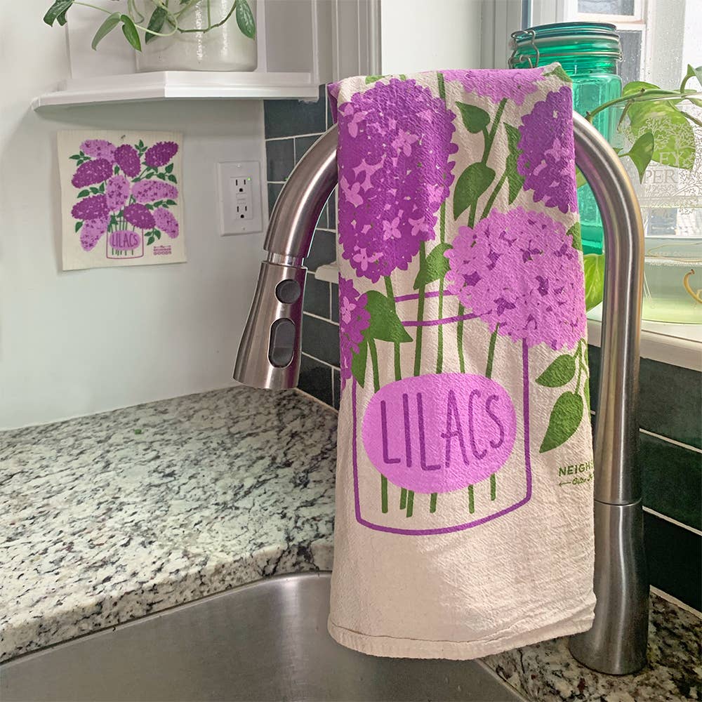 FLOWER GARDEN (Lilacs, Roses) - Tea Towel Set of 2 by The Neighborgoods