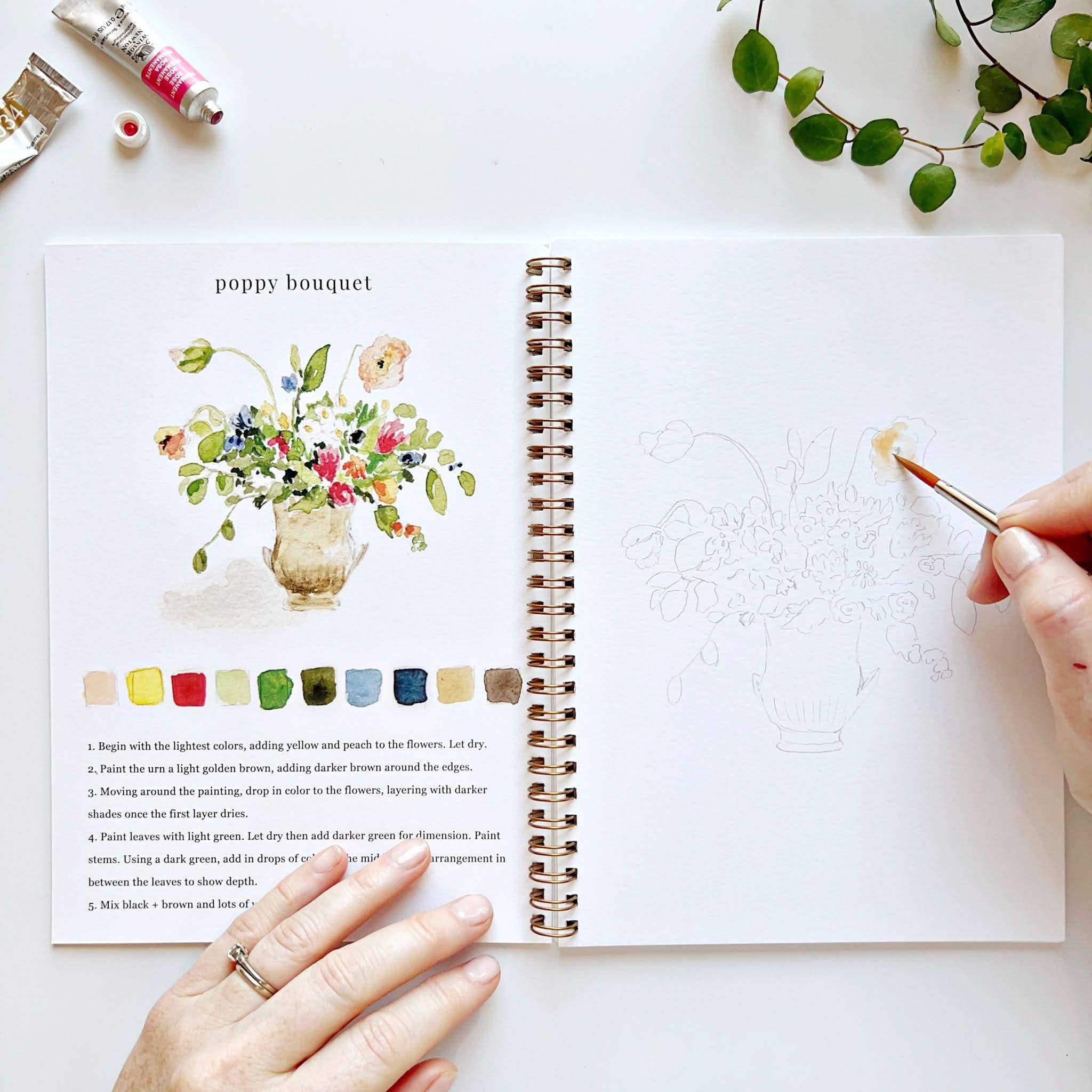 Bouquets Watercolor Workbook by emily lex studio