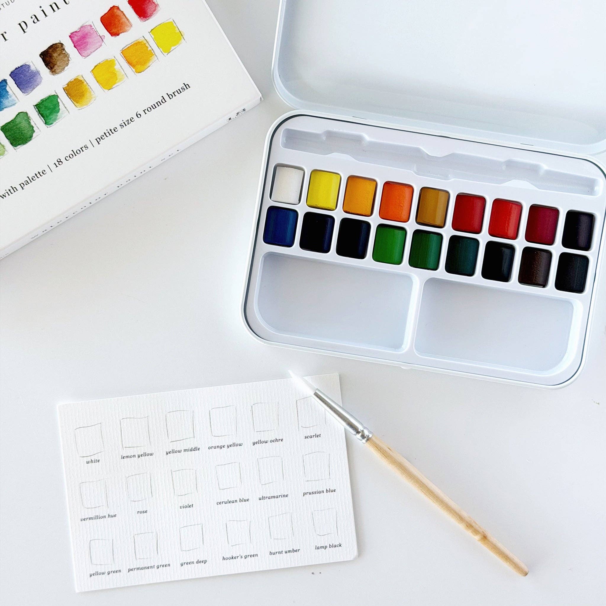 Watercolor Paint Set w/ Brush - 18 Colors by emily lex studio