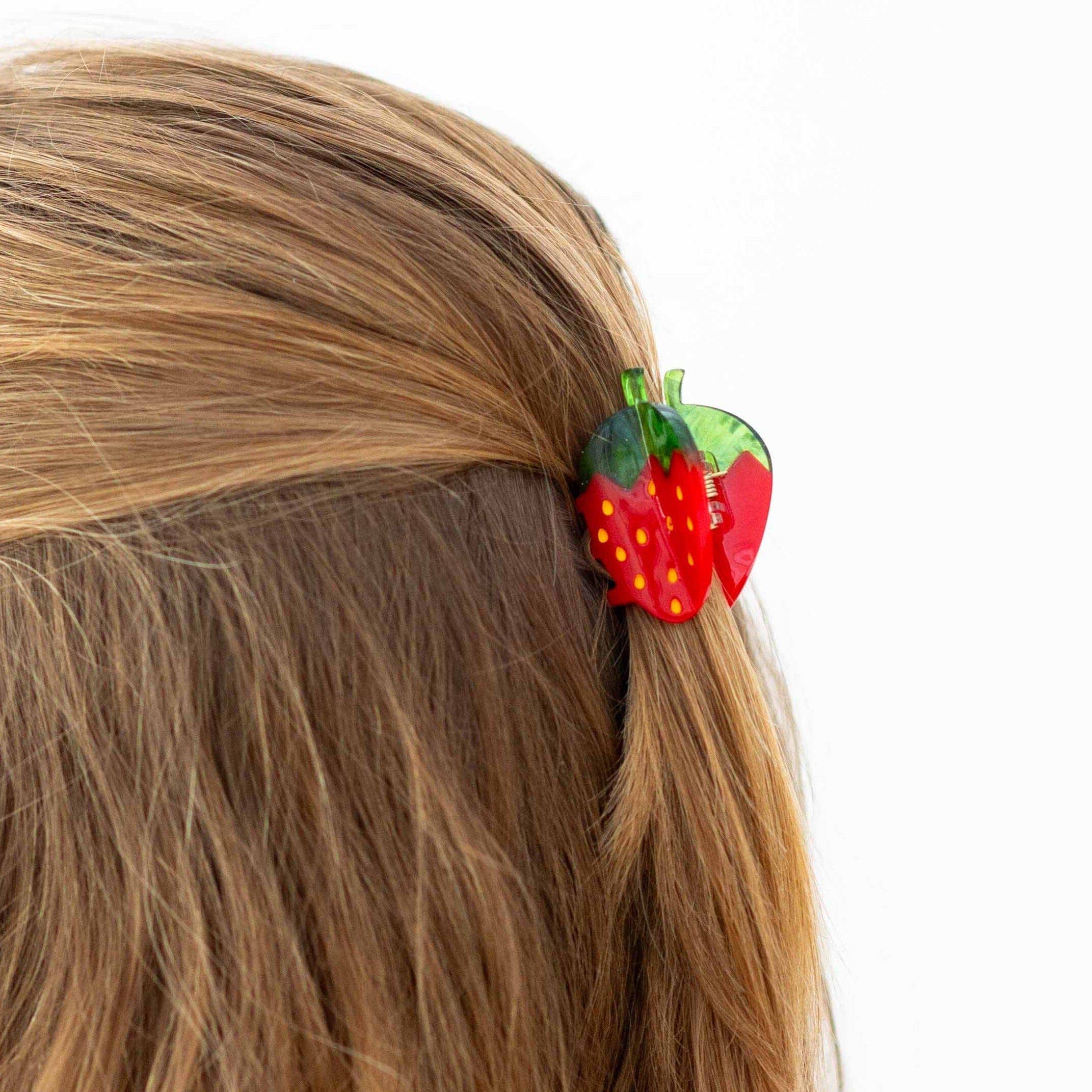 Mini Red Strawberry Hair Claw Clip by Jenny Lemons