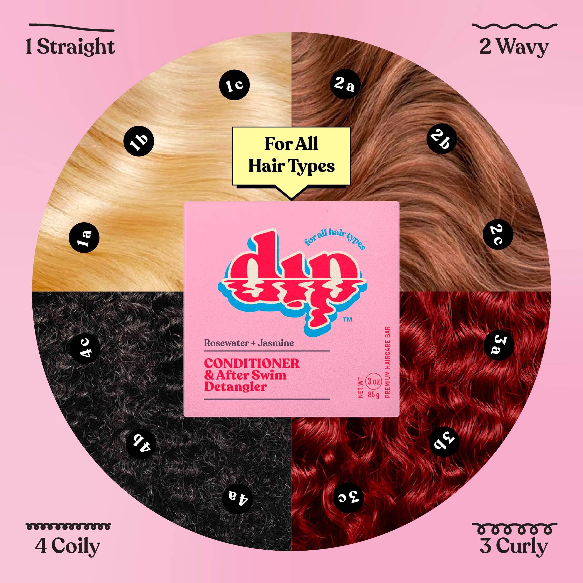 Full-Size Rosewater & Jasmine Conditioner Bar & After Swim Detangler by Dip