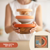 Terra Cotta Reusable Silicone Glass Bowl Lids (Set of 3) by Food Huggers
