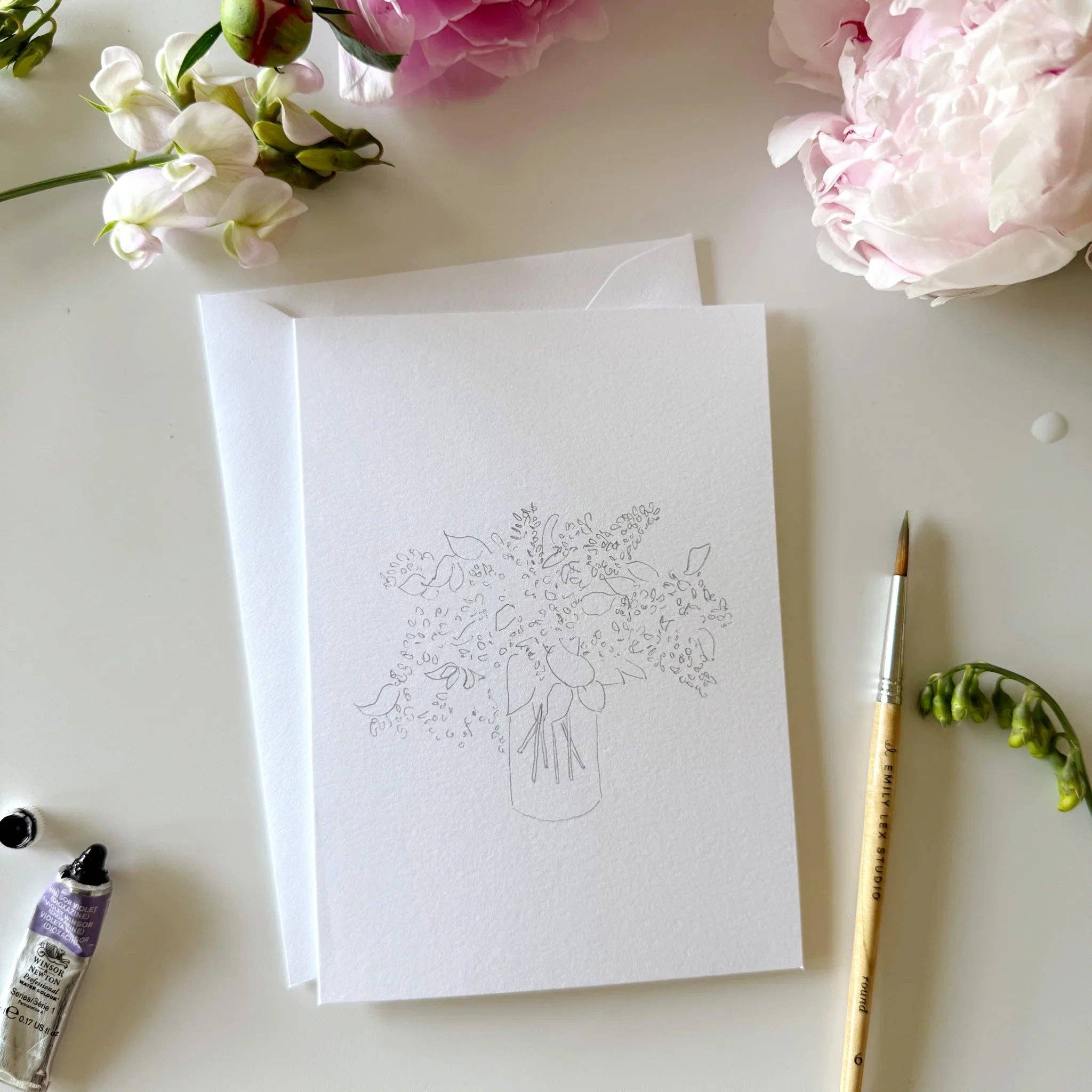 Bouquets Paintable Watercolor Notecard Set by emily lex studio