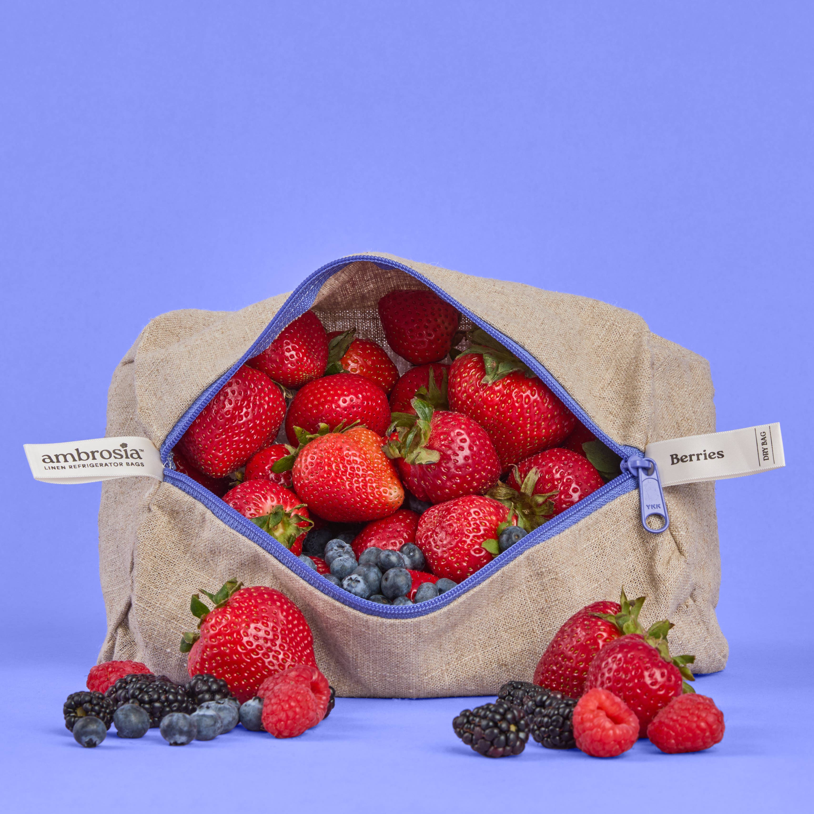Reusable Berries Linen Bag by Ambrosia Bag