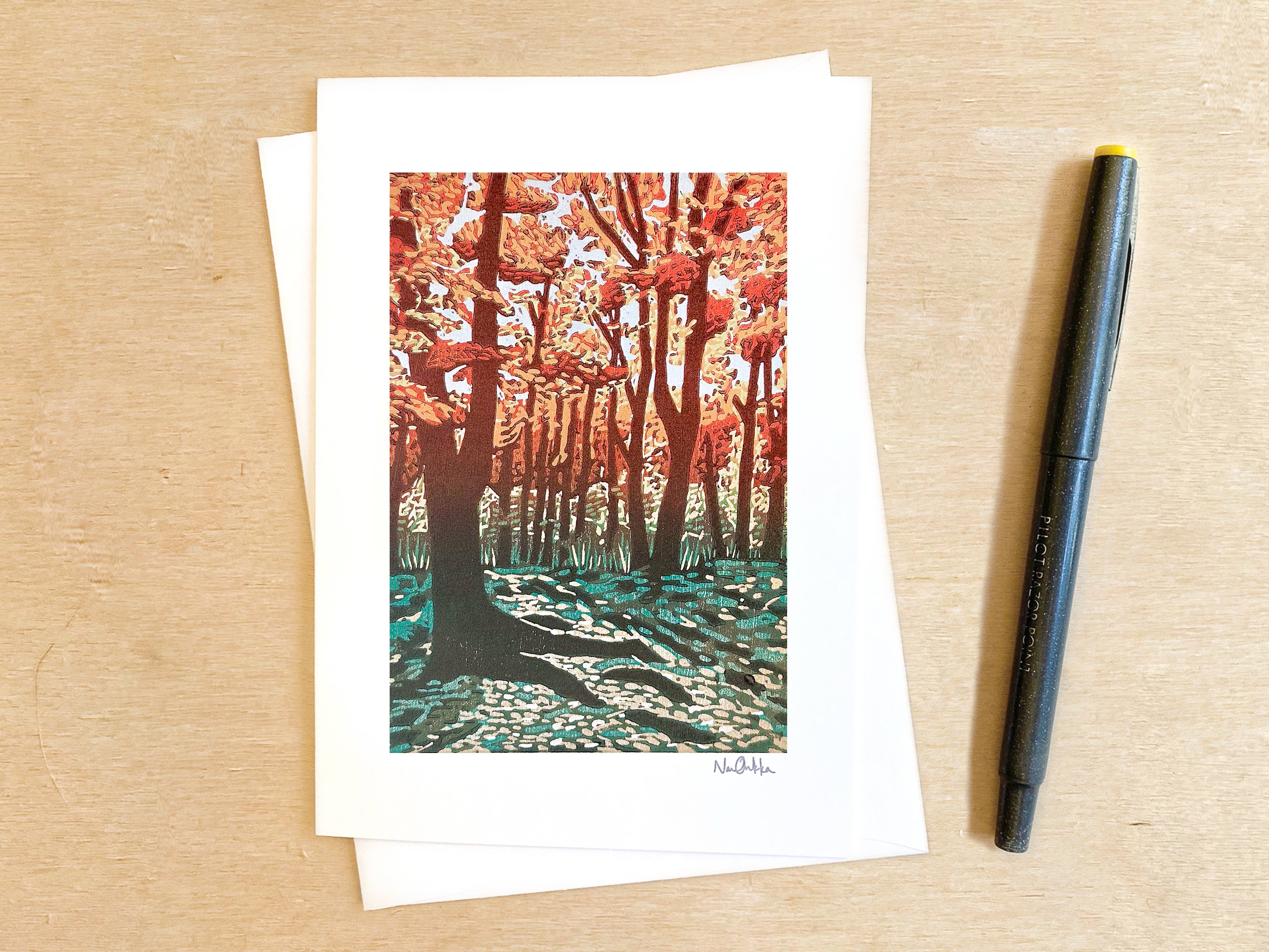 Maple Glow Greeting Card by Nan Onkka Prints