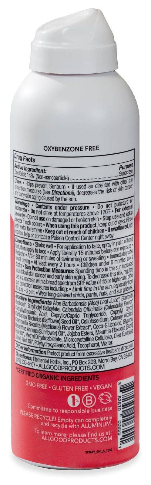 Baby & Kid's Mineral Sunscreen Spray SPF 30 by All Good Body Care