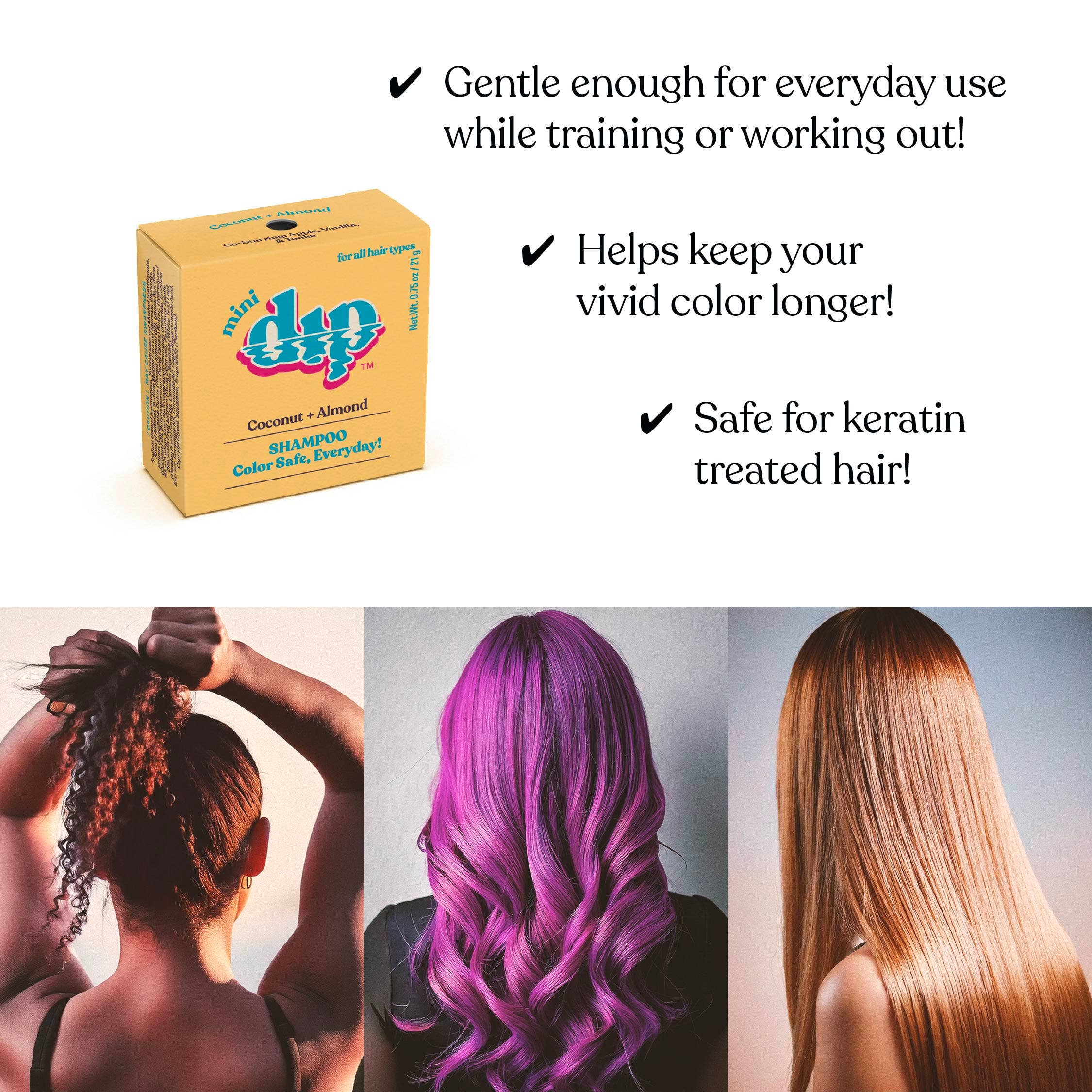 Mini Coconut & Almond Shampoo Bar: Color Safe, Everyday by Dip