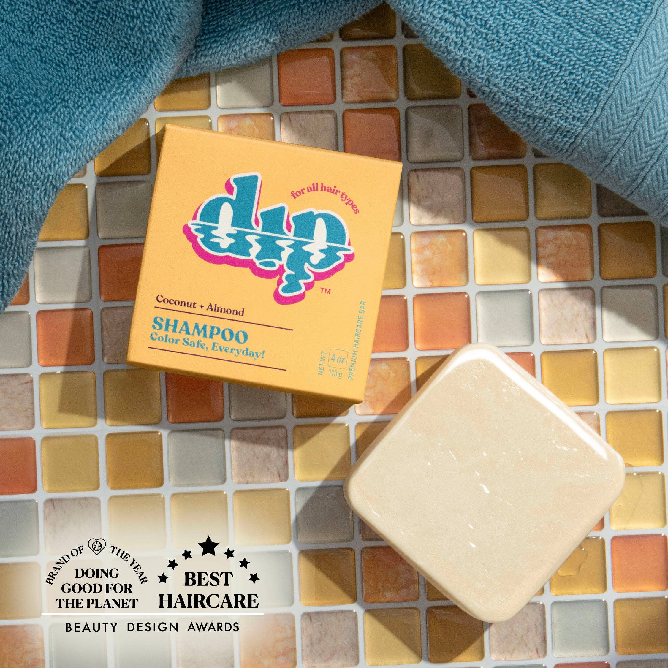 Full-Size Coconut & Almond Shampoo Bar: Color Safe, Everyday by Dip