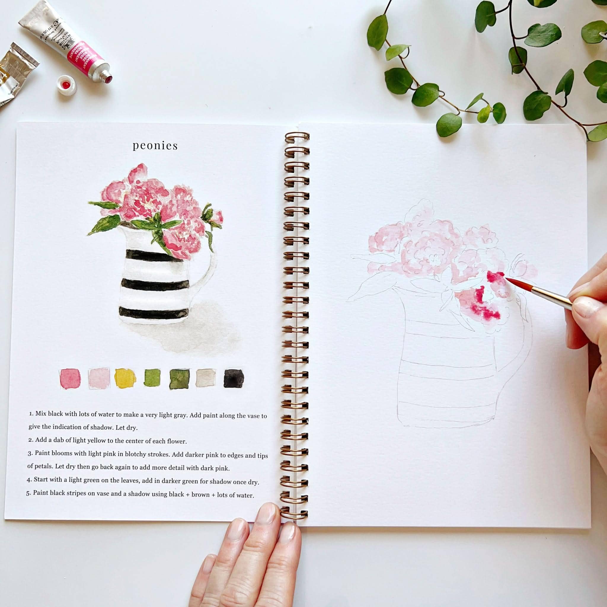Bouquets Watercolor Workbook by emily lex studio
