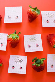 Strawberry Enamel Earrings by Jenny Lemons