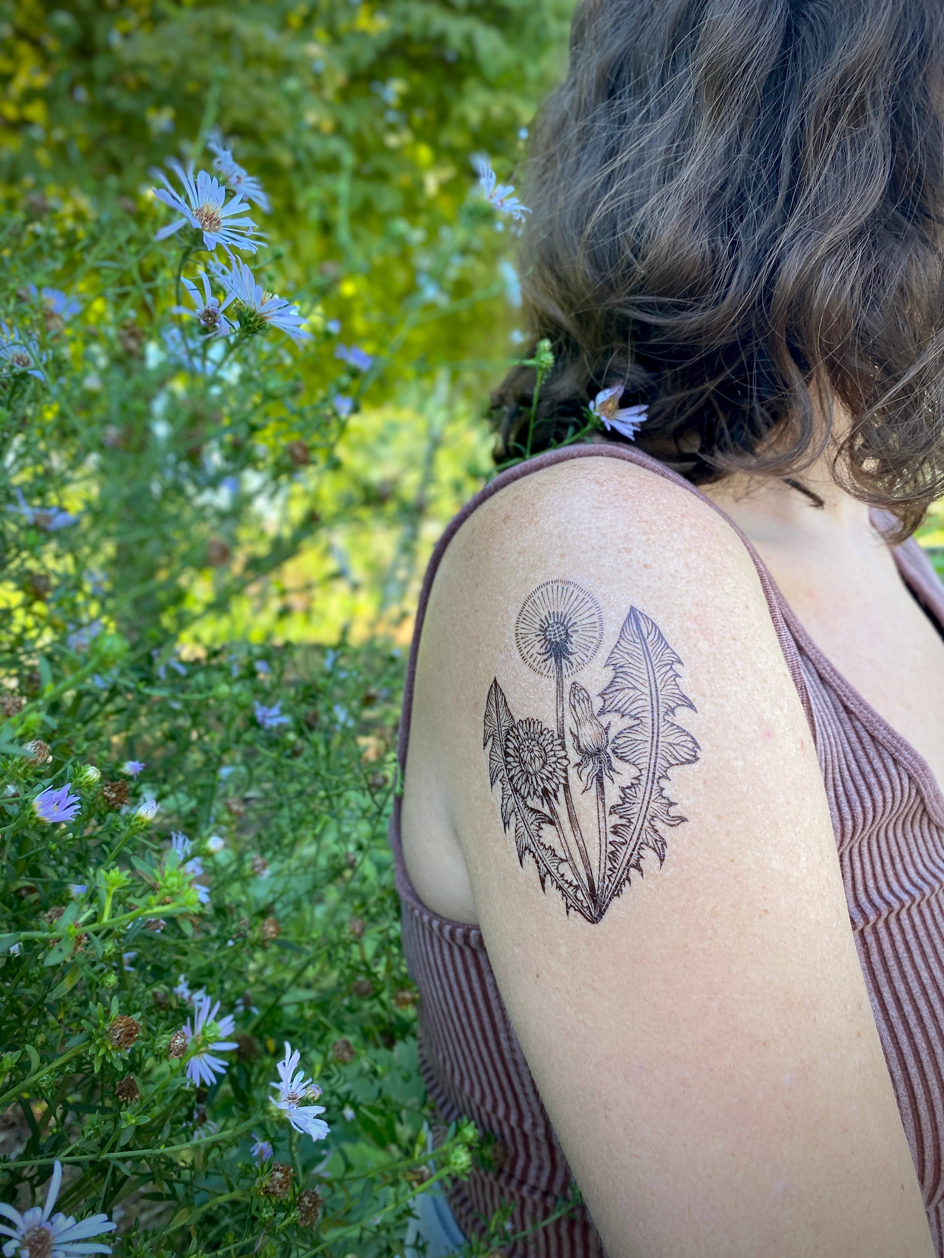 Dandelion Flower Temporary Tattoo by NatureTats