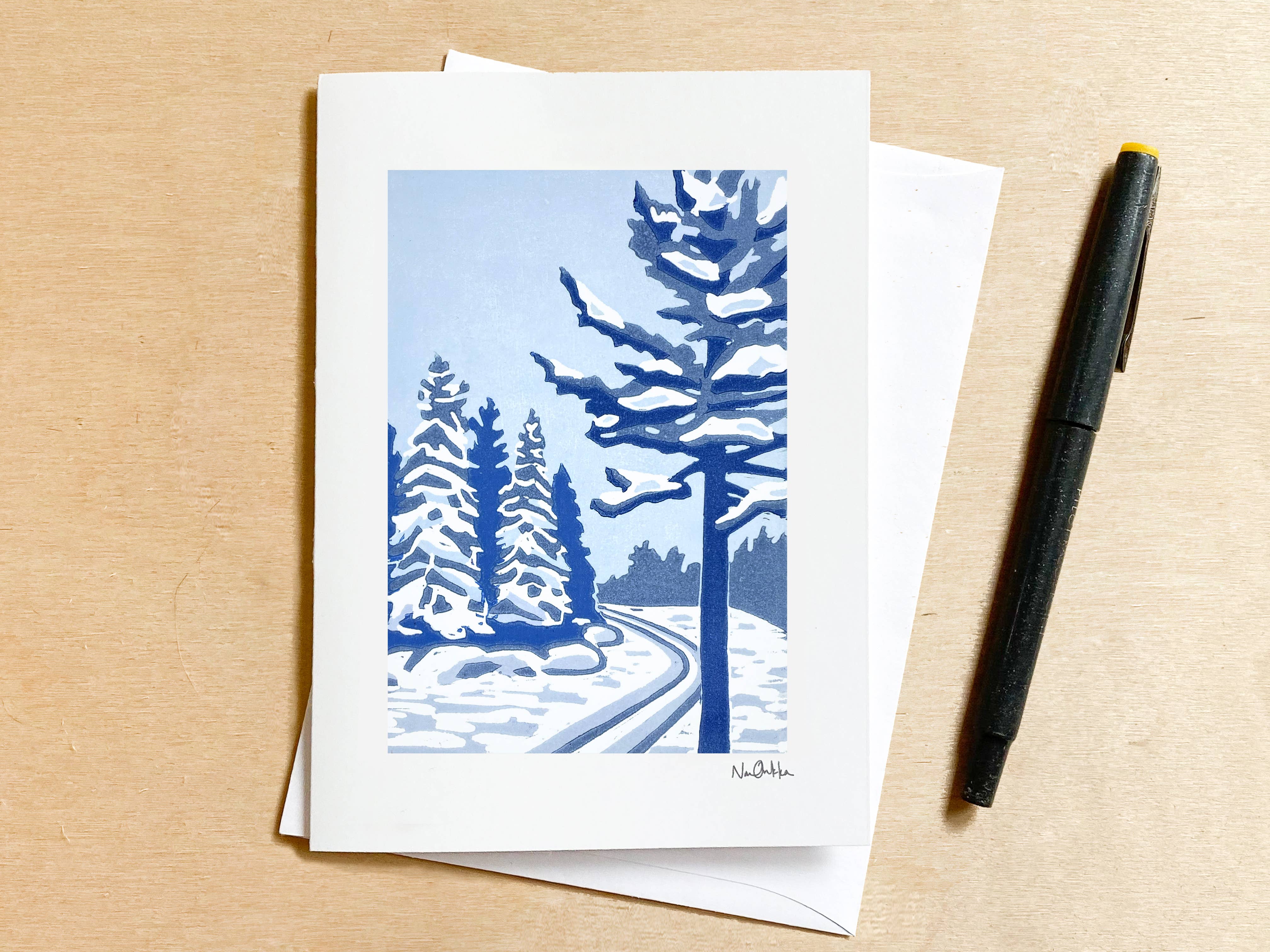 Backcountry Winter Blank Greeting Card by Nan Onkka Prints