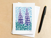 Lupines Greeting Card by Nan Onkka Prints
