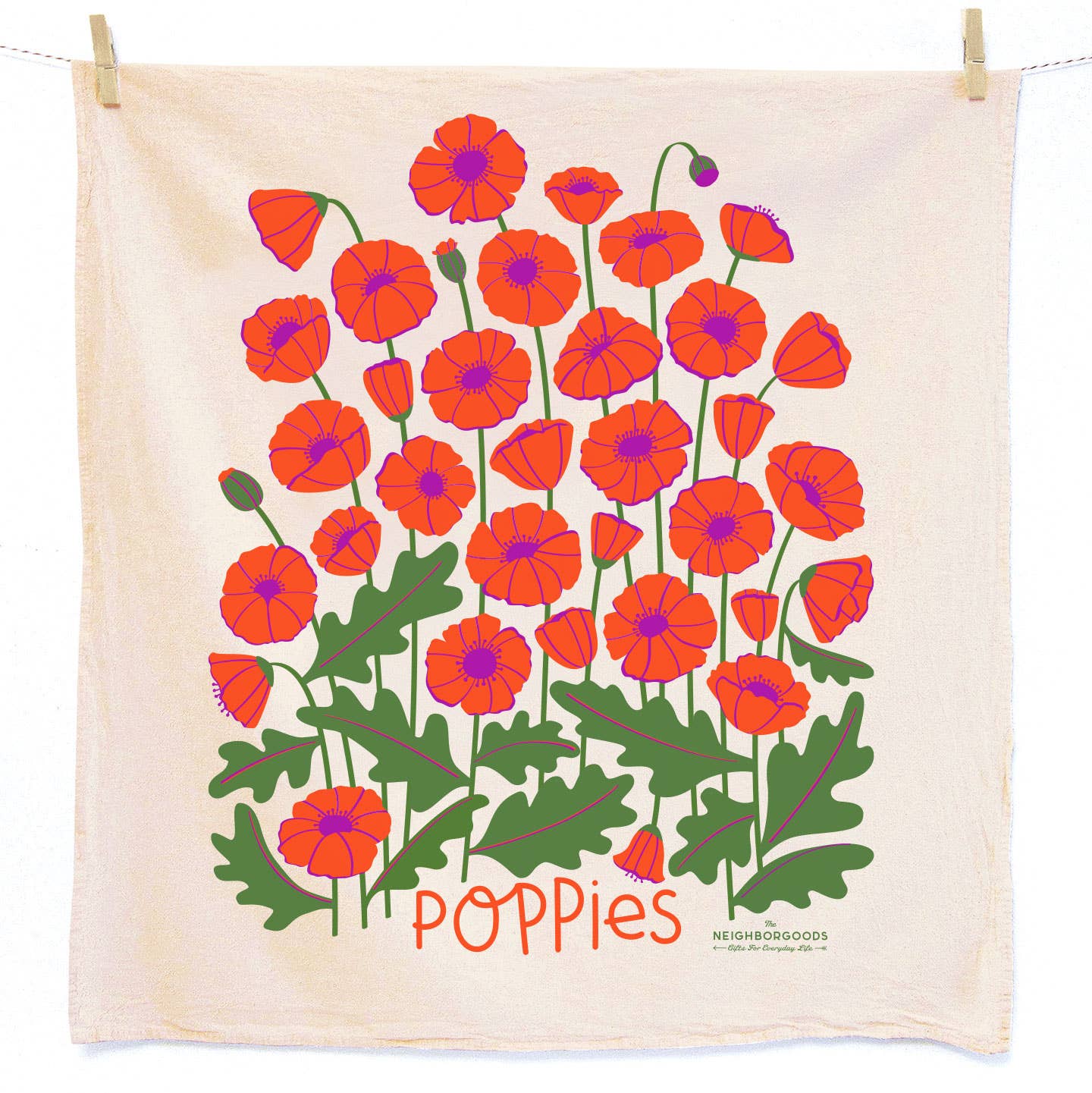 FIELD DAY (Mushrooms, Poppies) - Tea Towel Set of 2 by The Neighborgoods