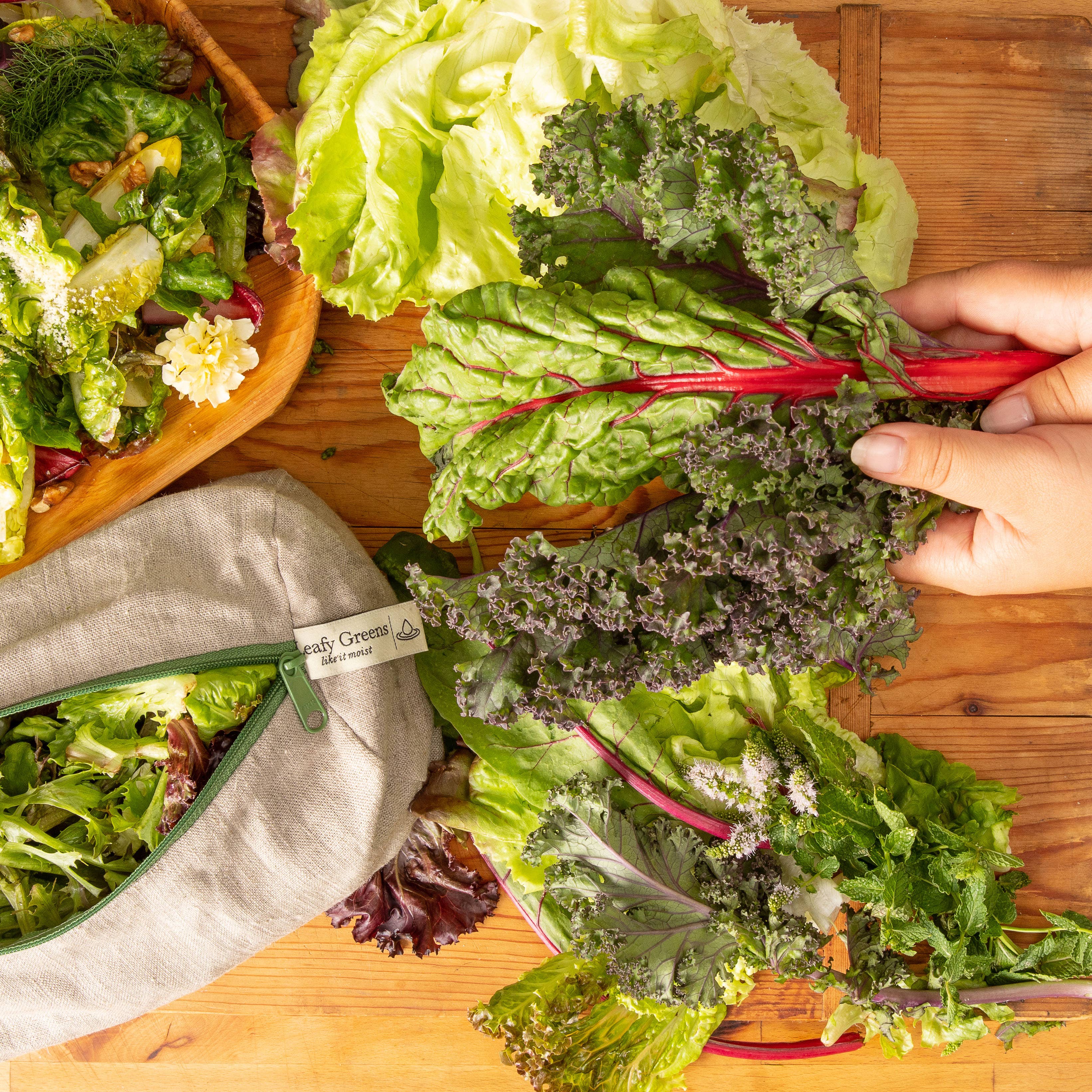 Reusable Leafy Greens Linen Bag by Ambrosia Bag
