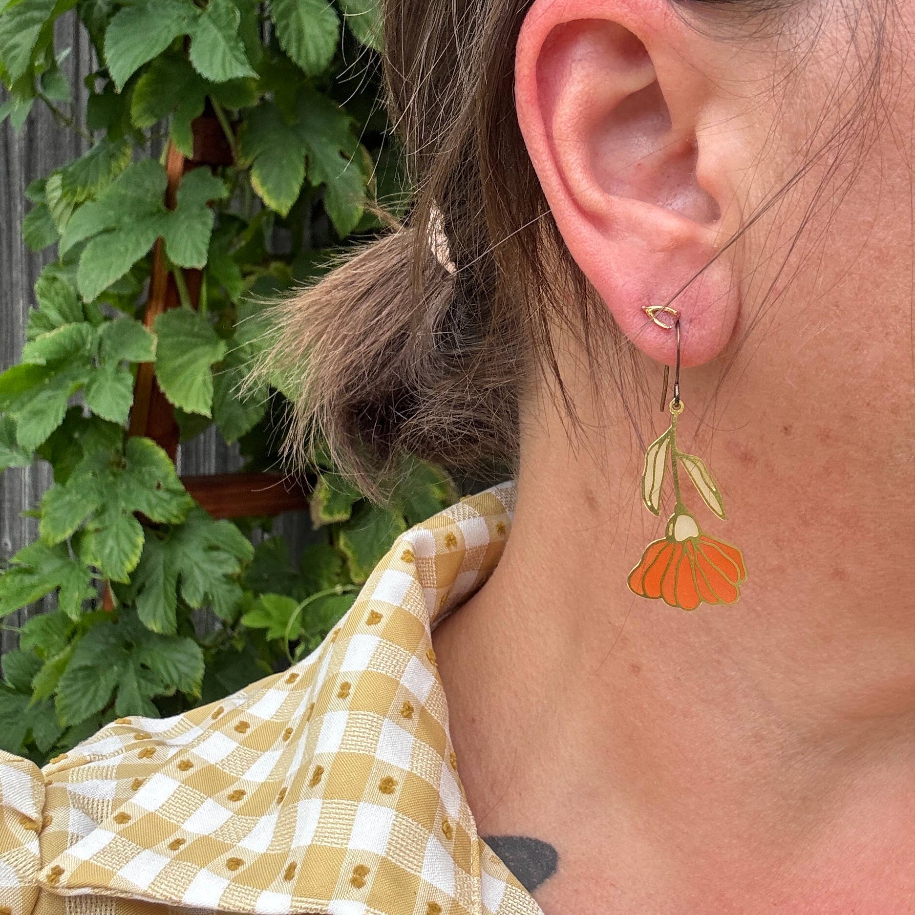 Begonia // Stained Glass Resin Earrings by Wild Lupine Folkcraft