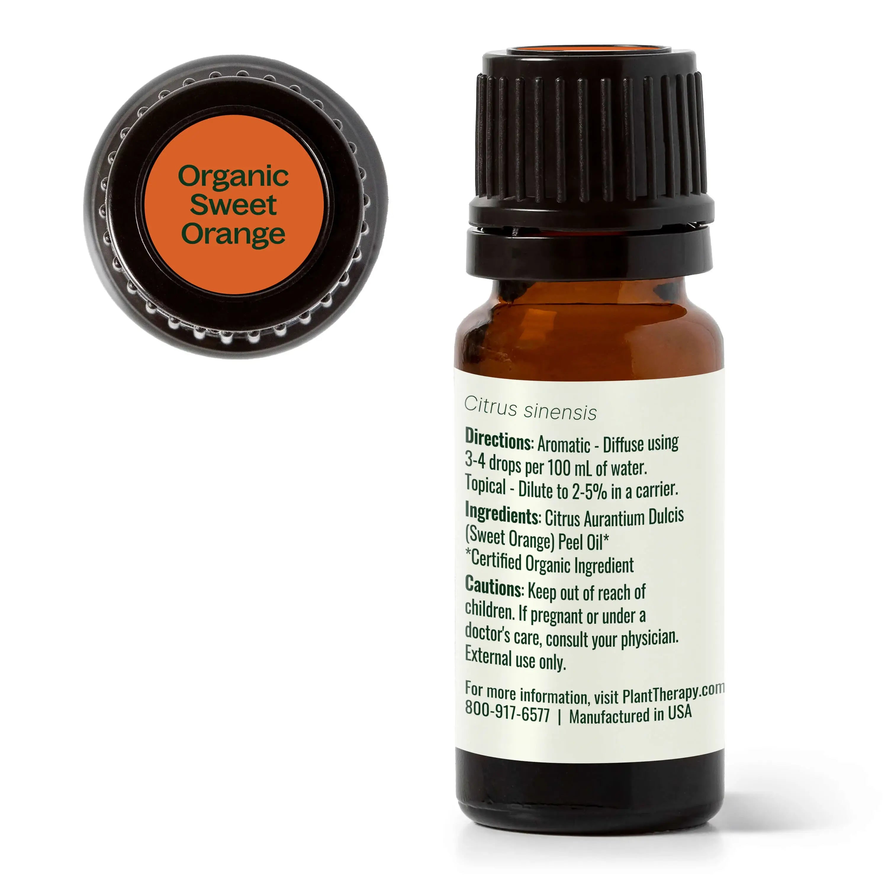 Organic Sweet Orange Essential Oil 10 mL by Plant Therapy