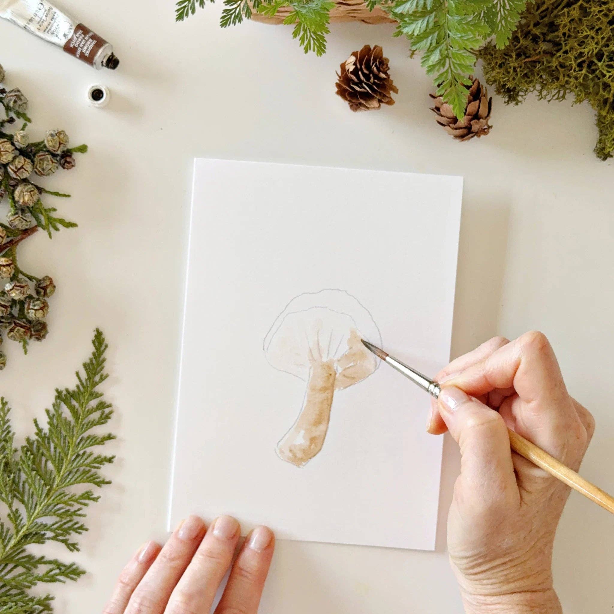 Mushrooms Paintable Watercolor Notecard Set by emily lex studio
