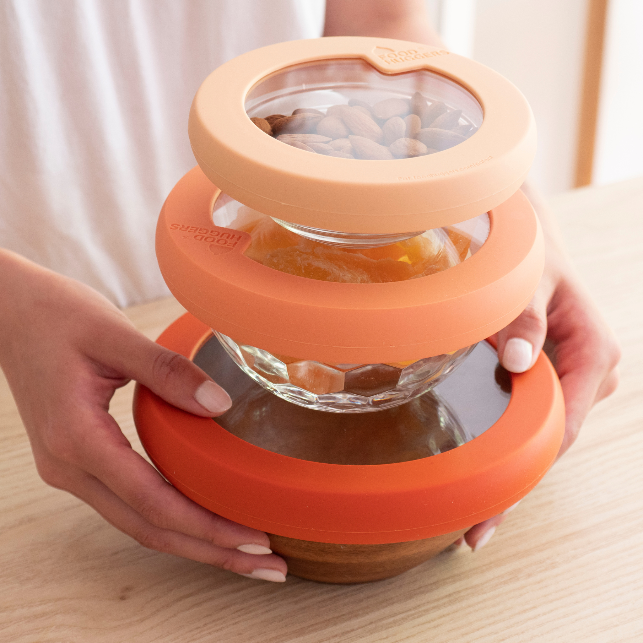 Terra Cotta Reusable Silicone Glass Bowl Lids (Set of 3) by Food Huggers