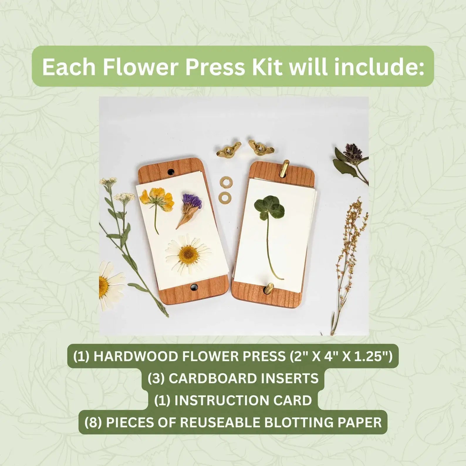 Pocket-Sized Flower Press with Chanterelle Mushroom Design | 2"x4"