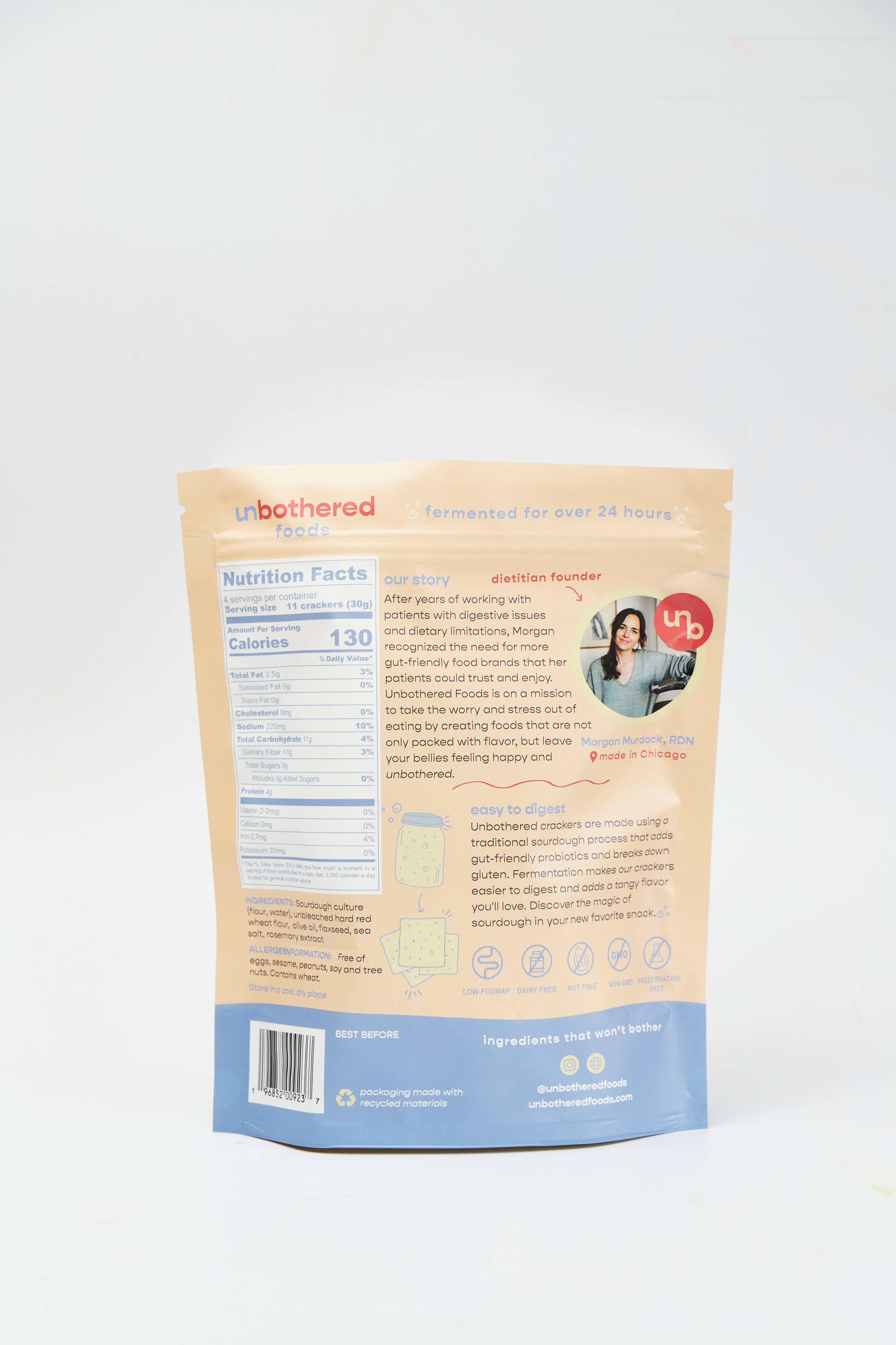 Sourdough Sea Salt & Flax Crackers - Gut-Friendly by Unbothered Foods