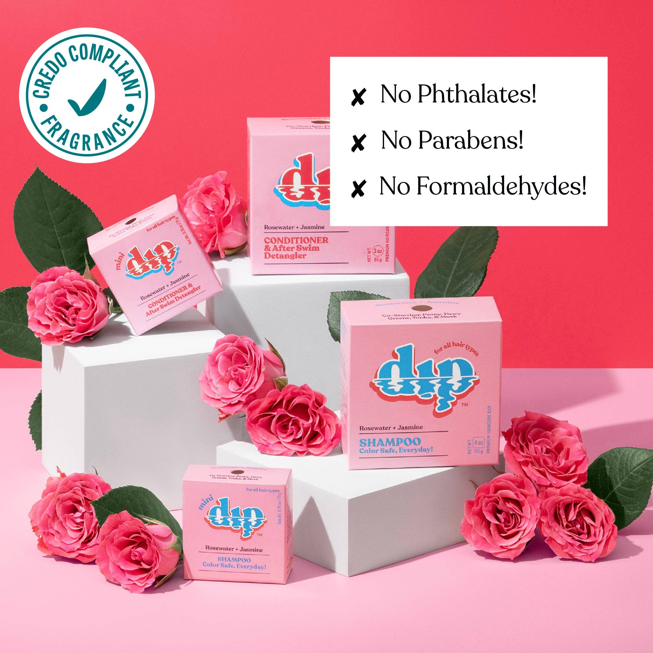 Mini Rosewater & Jasmine Shampoo Bar: Color Safe, Everyday by Dip