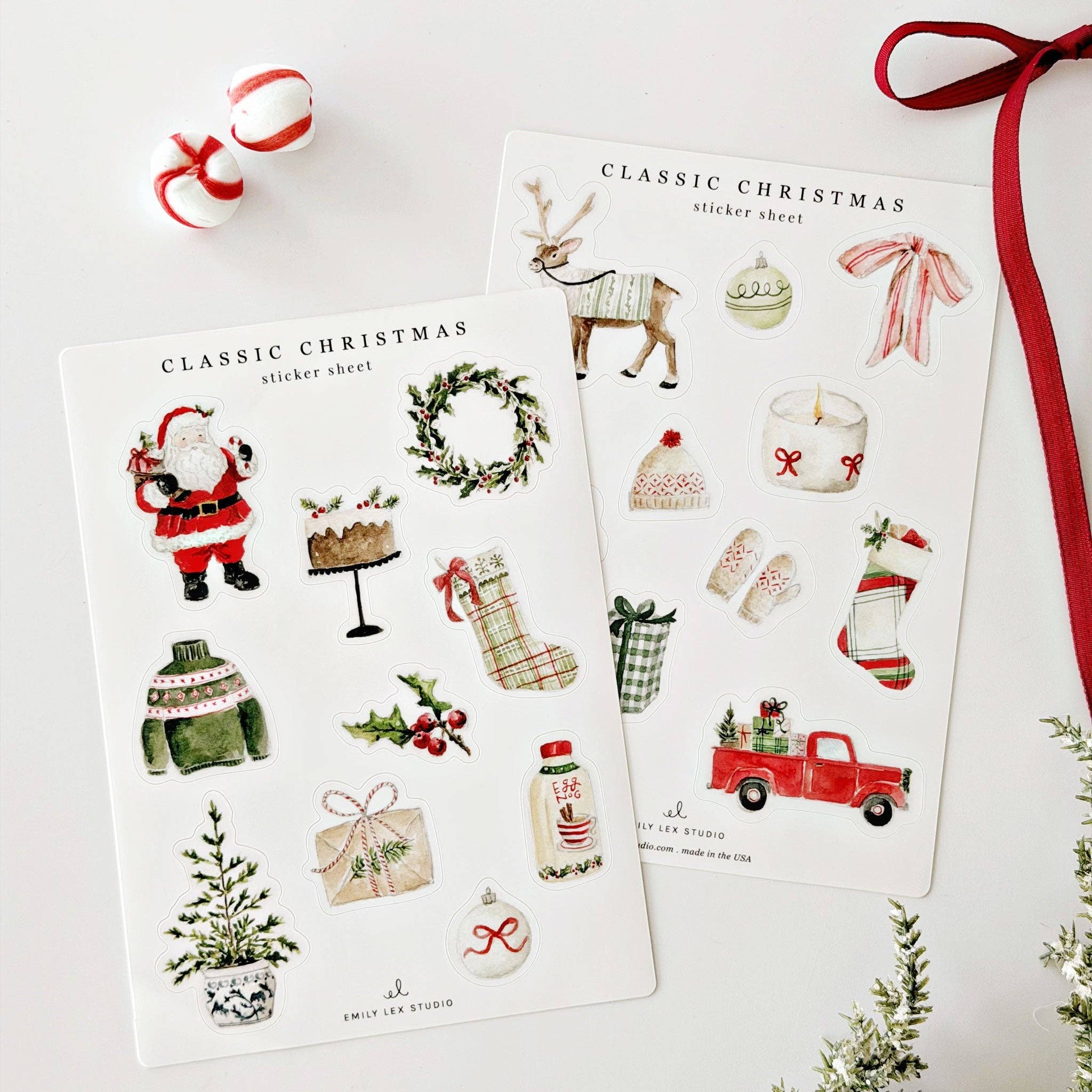 Classic Christmas Sticker Sheets by emily lex studio