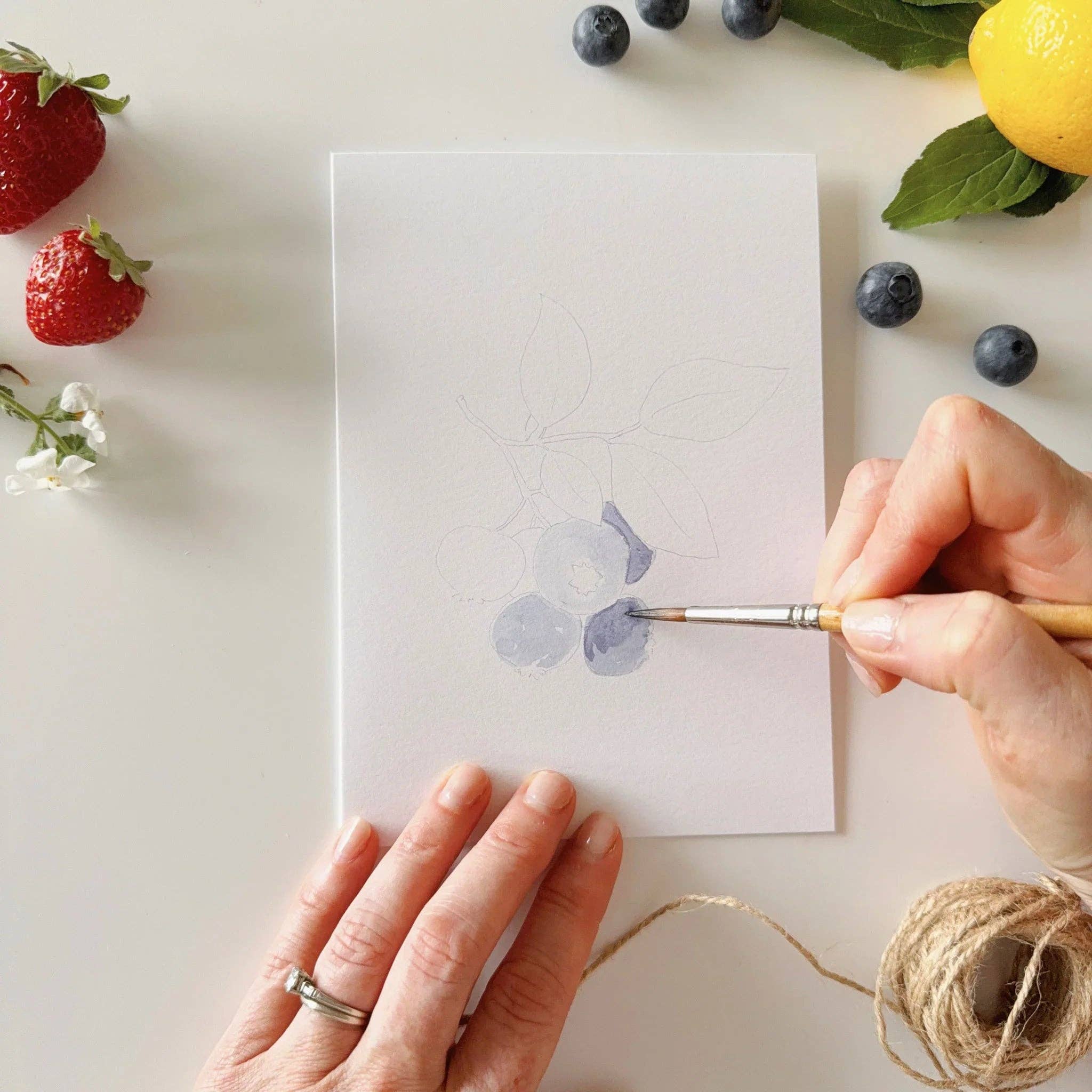Fruit Paintable Watercolor Notecard Set by emily lex studio