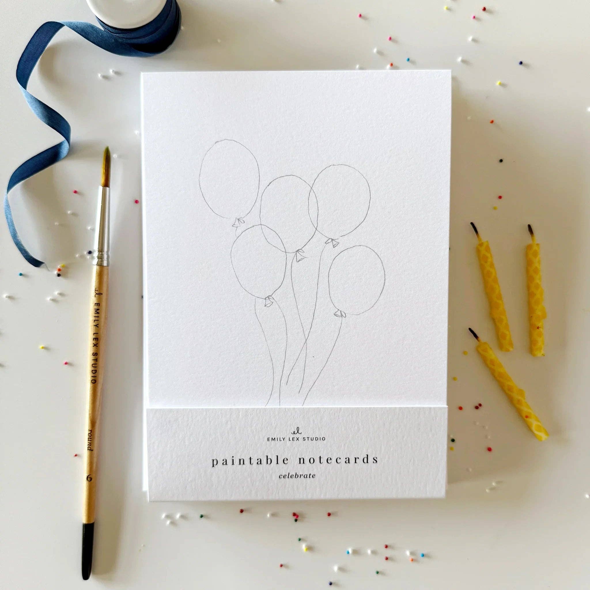 Celebrate Paintable Watercolor Notecard Set by emily lex studio