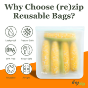 Reusable Flat Gallon Storage Bags - Clear - 2 Pack by Rezip Co.