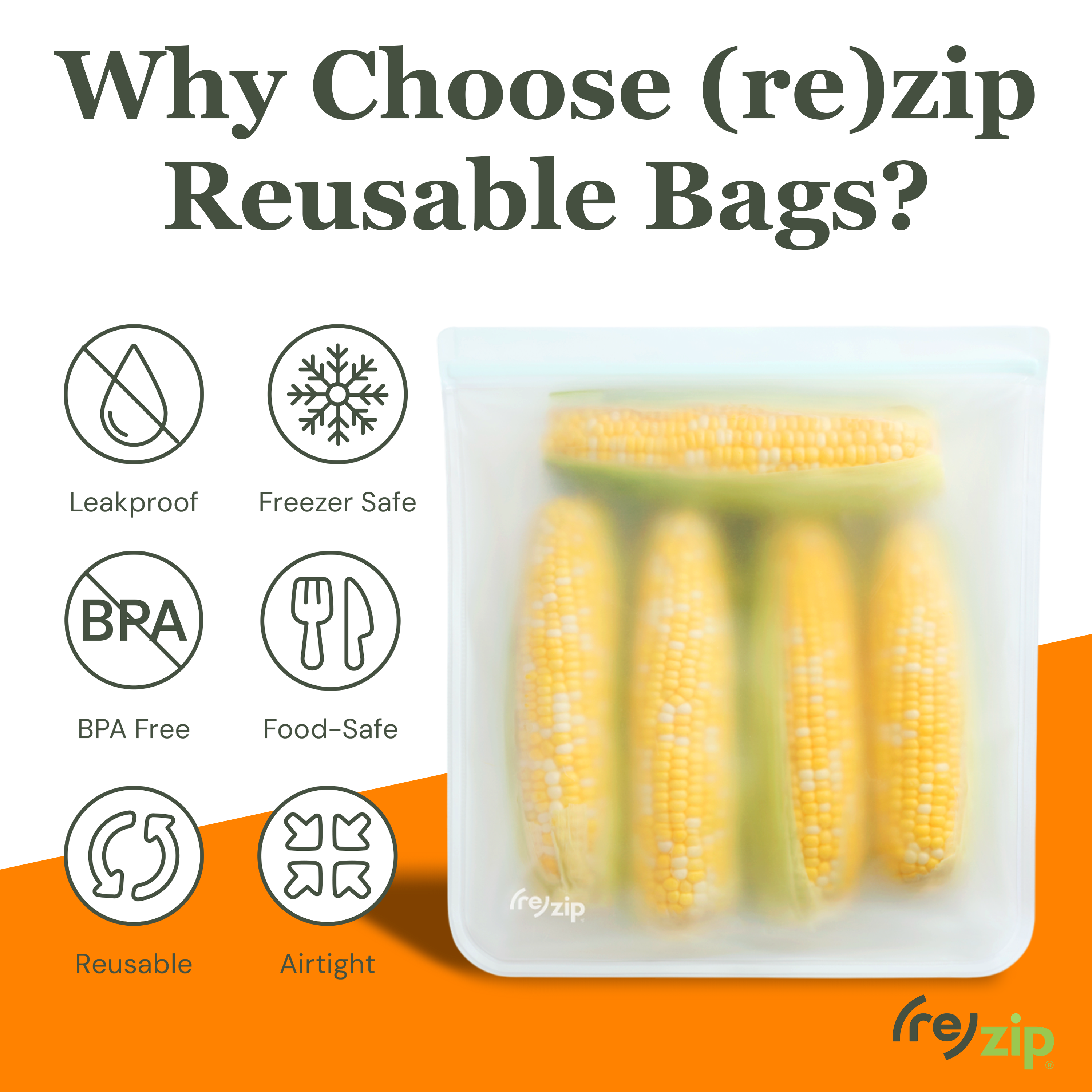 Reusable Flat Gallon Storage Bags - Clear - 2 Pack by Rezip Co.
